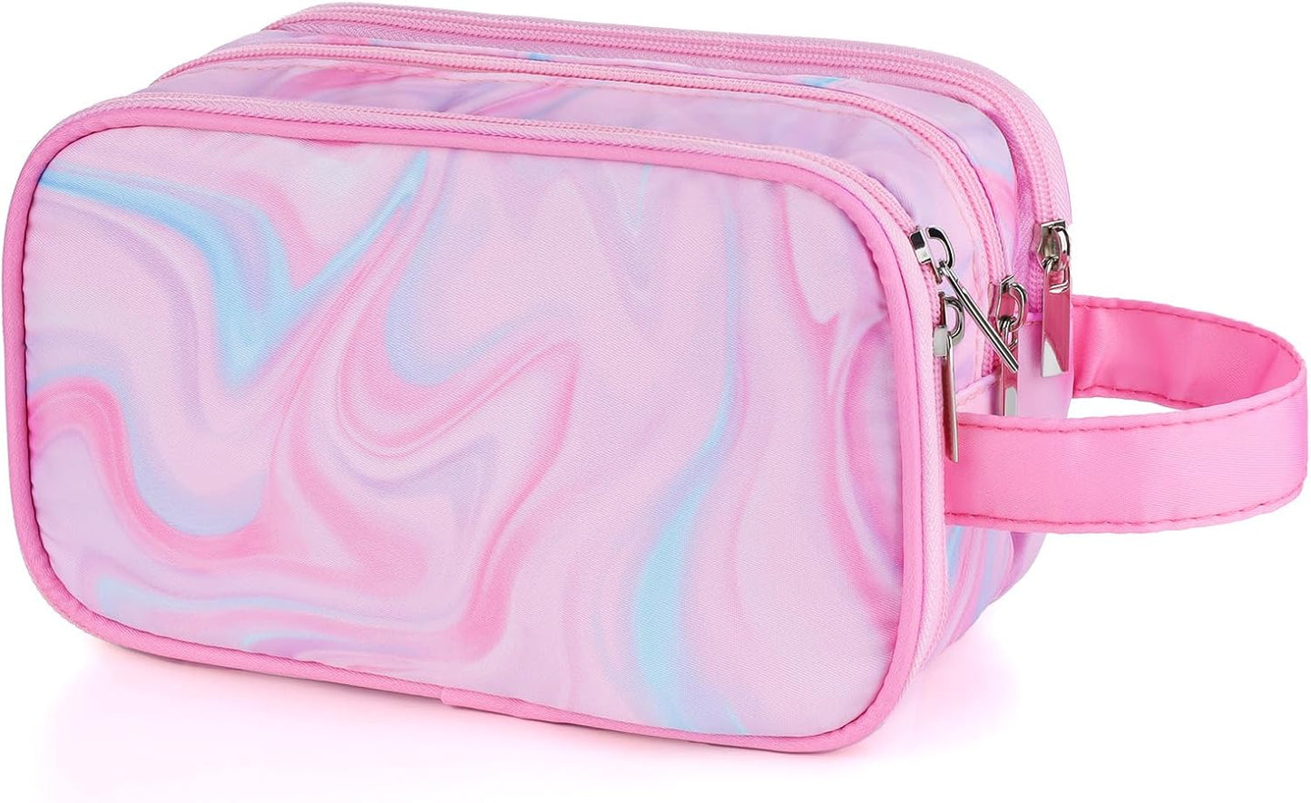 Kids Toiletry Bag - Waterproof Mermaid Scales Travel Cosmetic Bag for Girls | Hanging Wash Bag