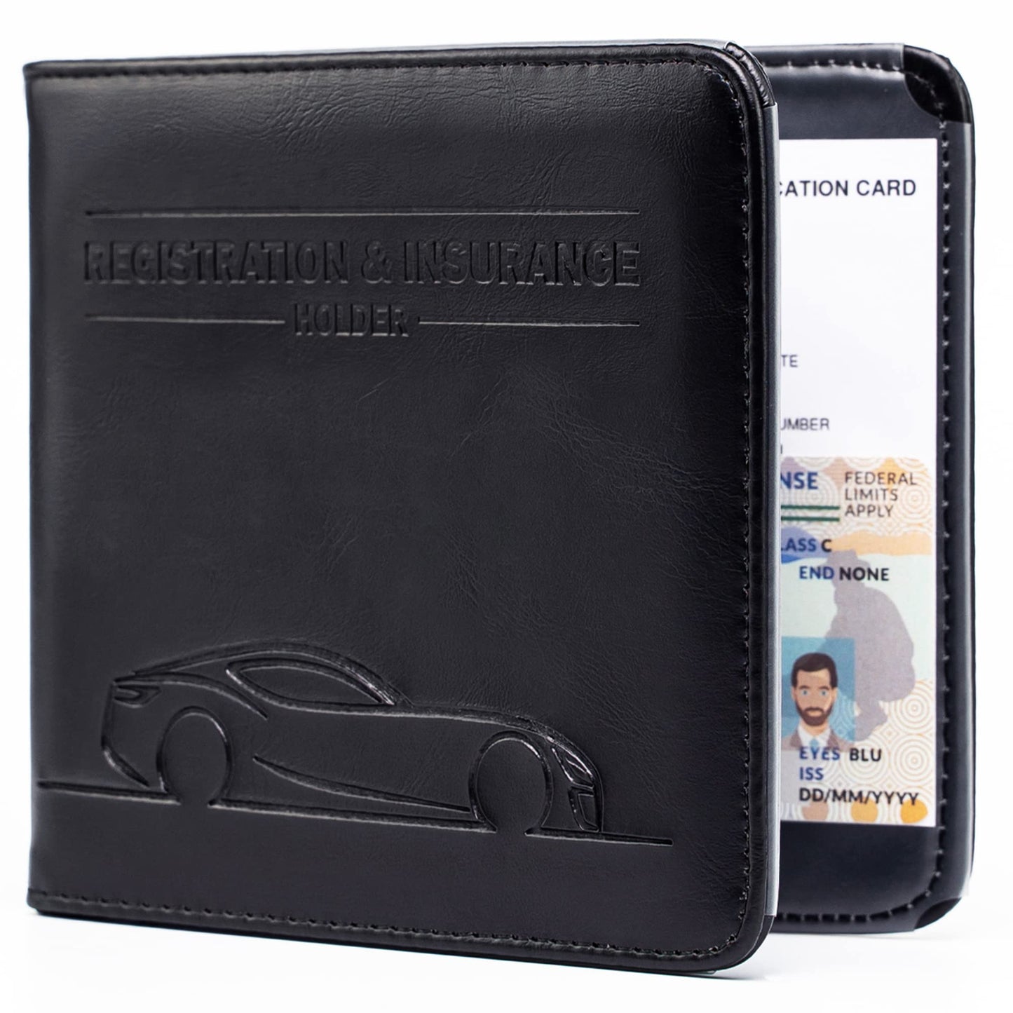 CANOPUS Car Registration and Insurance Holder, Magnetic Closure, Embossed Card Document Holder, Vehicle Glove Box Organizer, Wallet for Auto, SUV, Motorcycle, Truck, Waterproof, Car Model