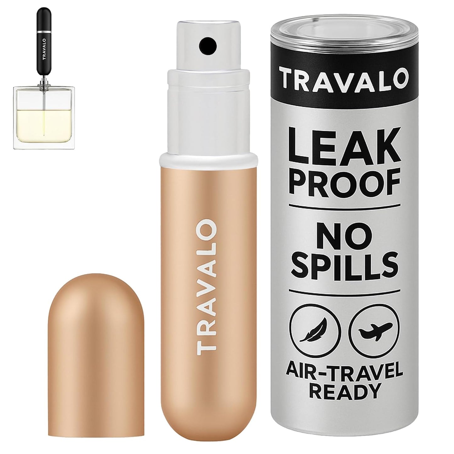 Classic HD Perfume Atomizer | Leak-Proof & TSA Approved - Reusable Mini Pump Sprayer - Elegant Black 0.17oz