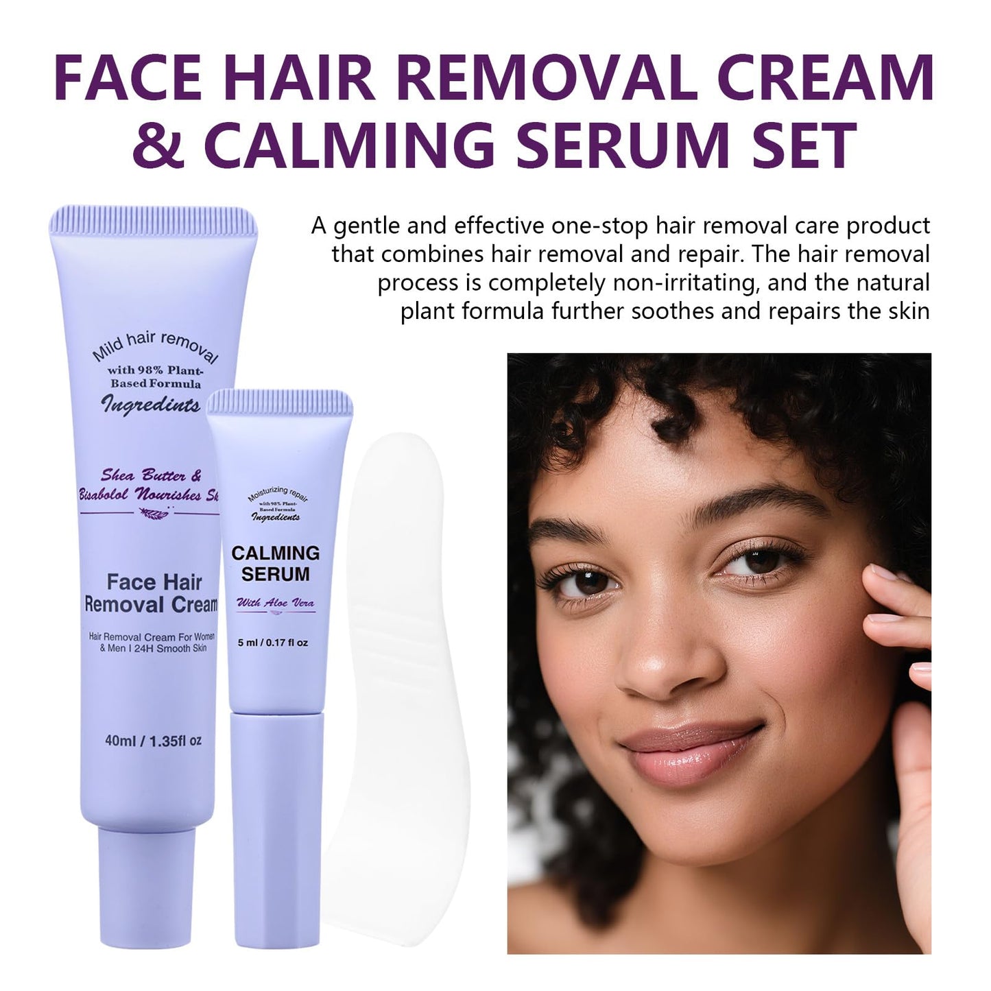 DR.Seya Facial Hair Removal Cream for Women, Gentle Facial Hair Removal Creams Kit With Scrape, Calming Serum, Flower Flavo Body & Face Hair Removers Cream for Women (3 kits)