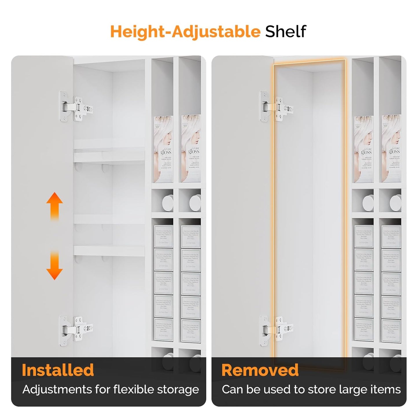 Wall Mounted Salon Station - Hair Color Rack Organizer with Adjustable Shelves | White