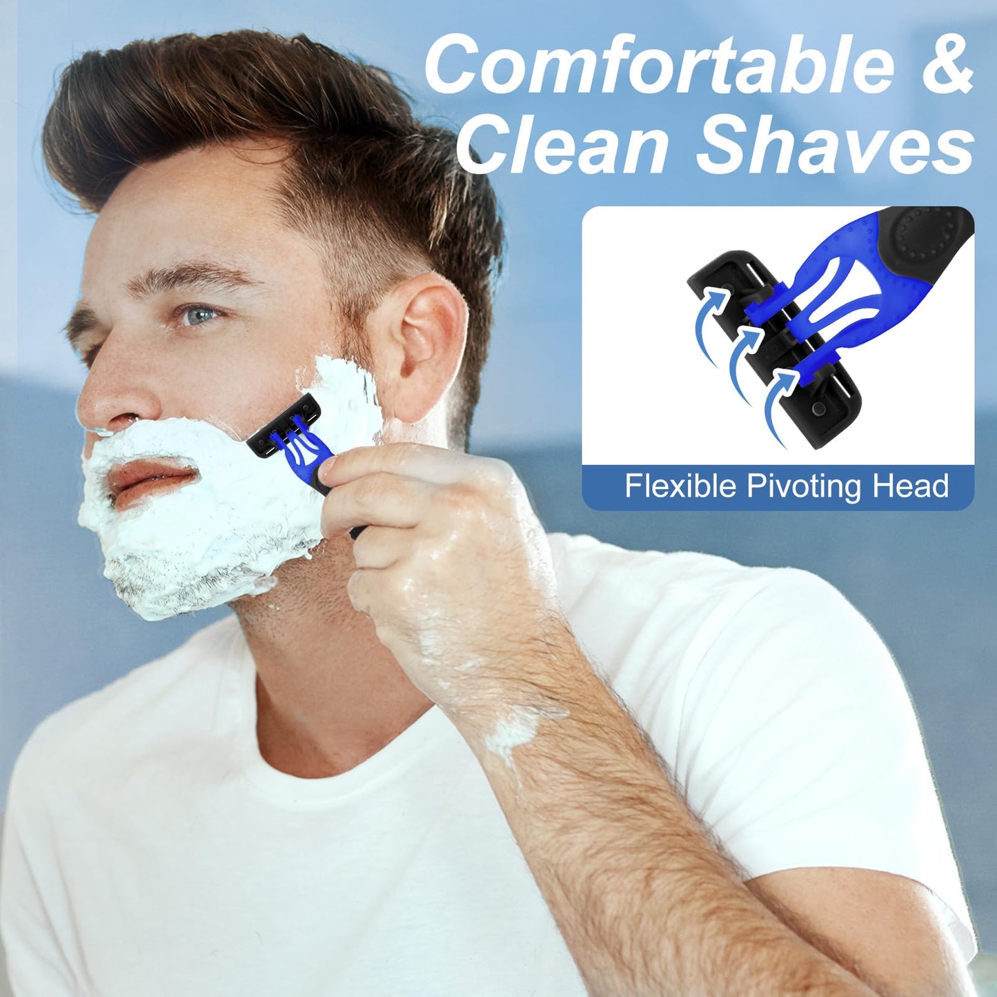 Leriton 15 Pcs Sensitive Men's Disposable Razors Bulk 5-Blade Disposable Head Razor for Sensitive Skin for Hotels, Travel, Business Trips, Gyms, SPA, Donations, Gifts, Etc.
