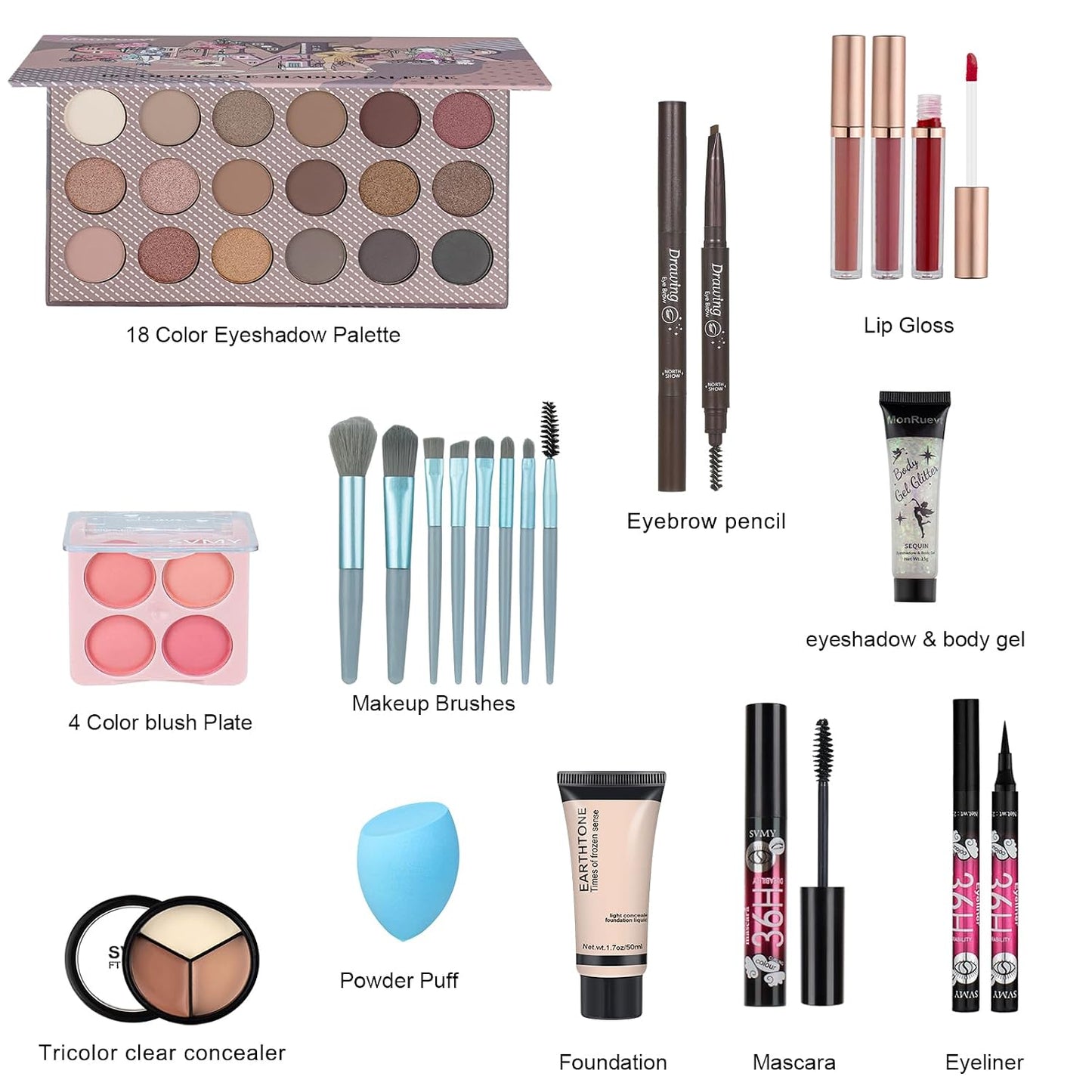 All-in-One Makeup Set for Women & Teens | Complete Makeup Kit with Blue Case