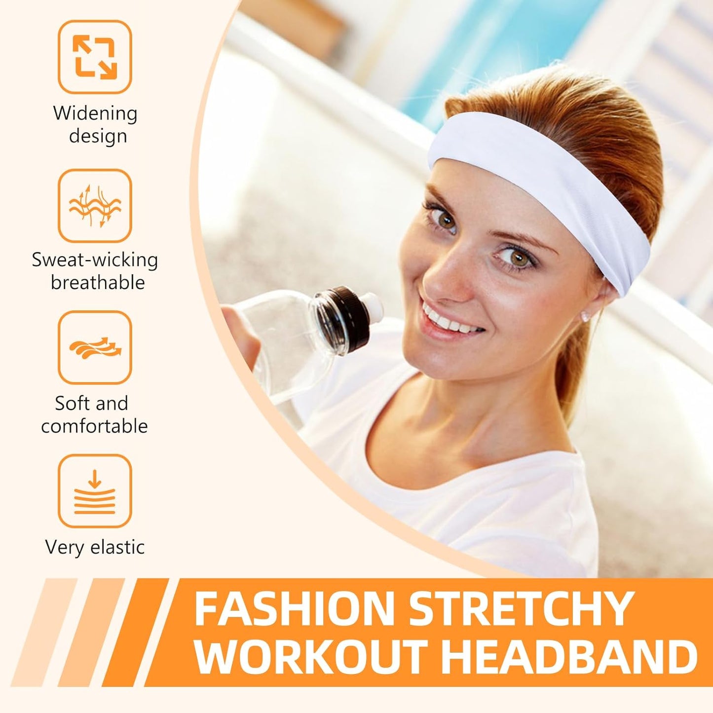 Non-Slip Sports Headbands - 8PCS Elastic Running Bands for Men & Women | Soft, Sweat-Absorbent Design