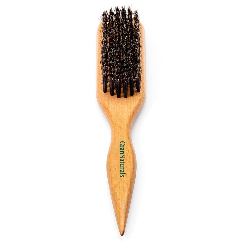 GranNaturals Boar Bristle Hair Brush - Sleek Ponytail & Bun Styling Tool | Backcombing & Teasing with Rat Tail