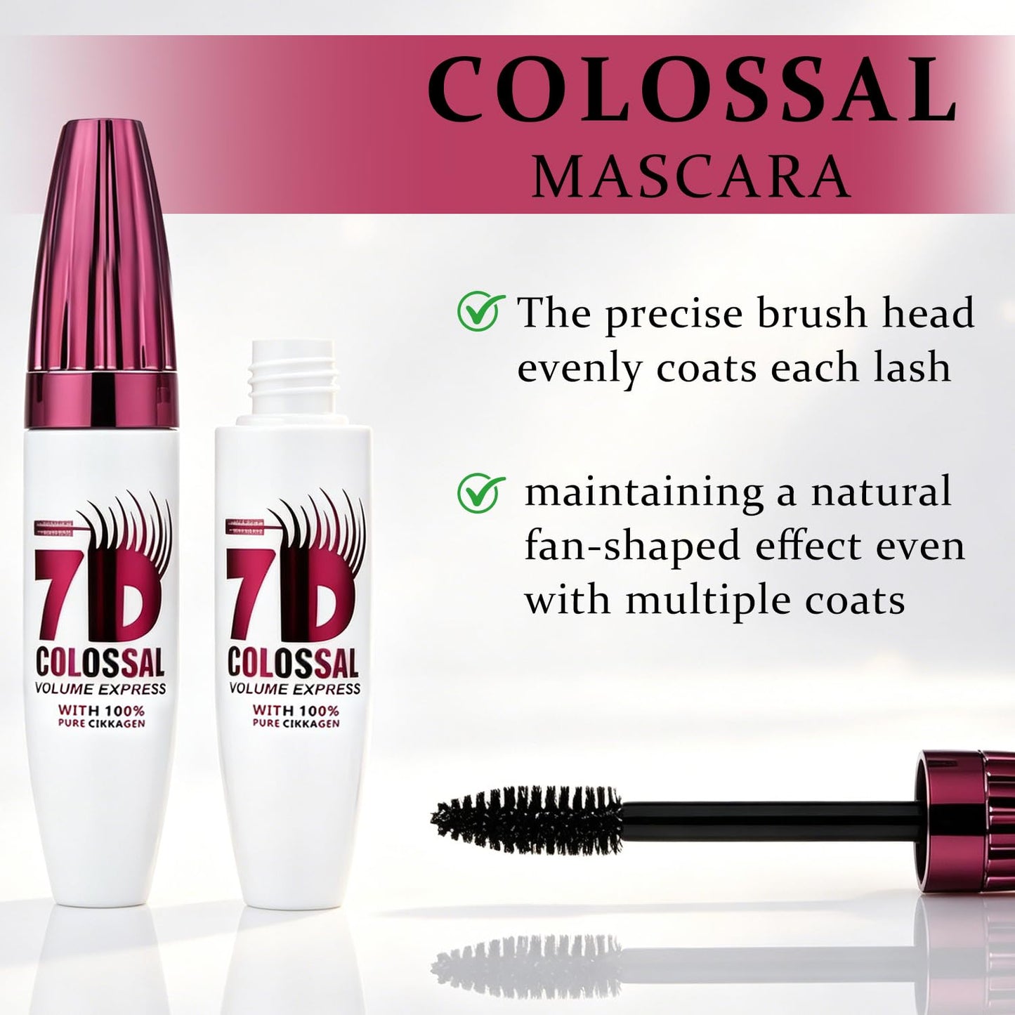 7D Waterproof Mascara - Long Lasting Volume & Curling Lashes | Smudge-Proof Thickening Eye Makeup (3pcs)