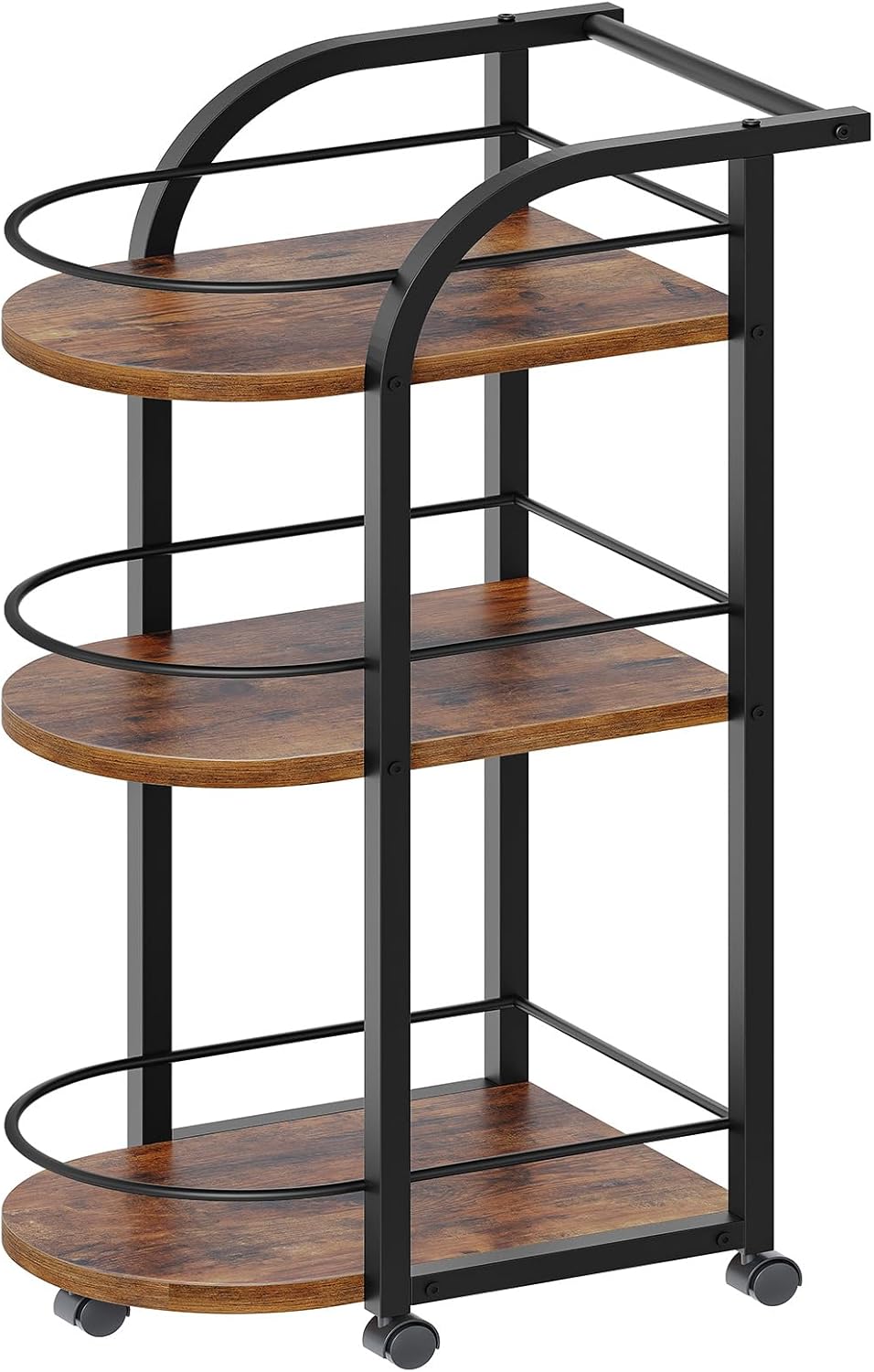 3-Tier Bar Cart - Home Serving Cart with Wheels & Fence | White & Gold Finish for Dining Room, Living Room, Garden