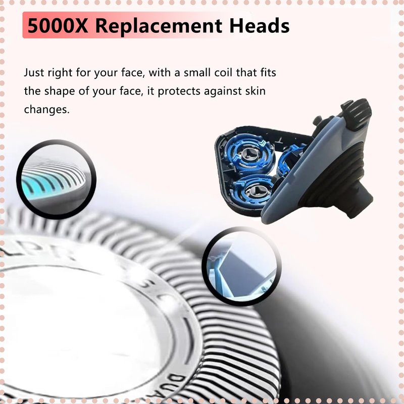 Replacement Heads Compatible with Philips Norelco 5000X Series Shavers, for Norelco 5000x Replacement Heads, Fits Models X5000,X5001,X5009, X5101, X5102,X5002,X5003,X5005