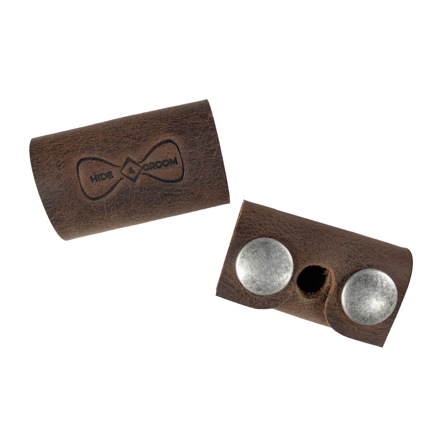 Hide & Groom, Set of 2 Double Edge Safety Razor Head Protective Sheath for Groomsmen, Shaving Travel Cover with Snap Closure, Full Grain Leather, Handmade, Bourbon Brown