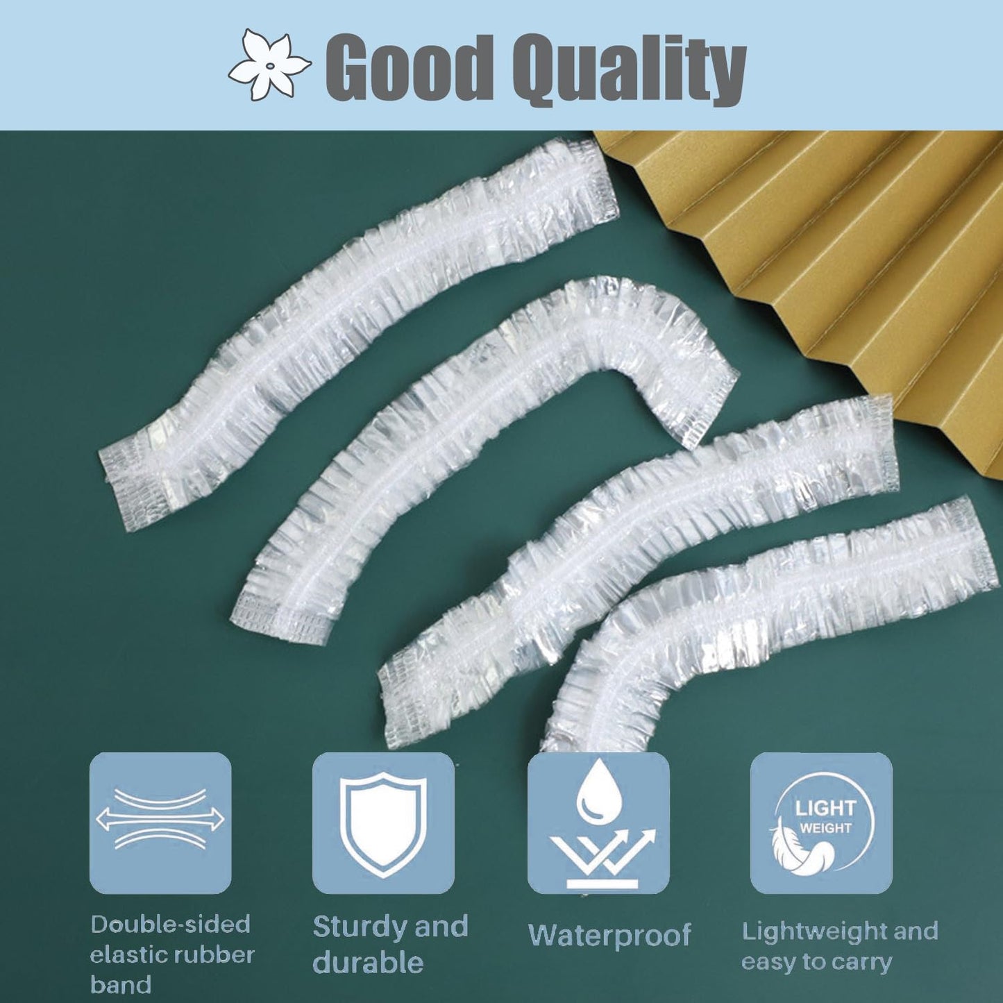 Disposable Shower Caps - Large 50cm Unisex Waterproof Hair Caps | Reusable Thin Design for Deep Conditioning