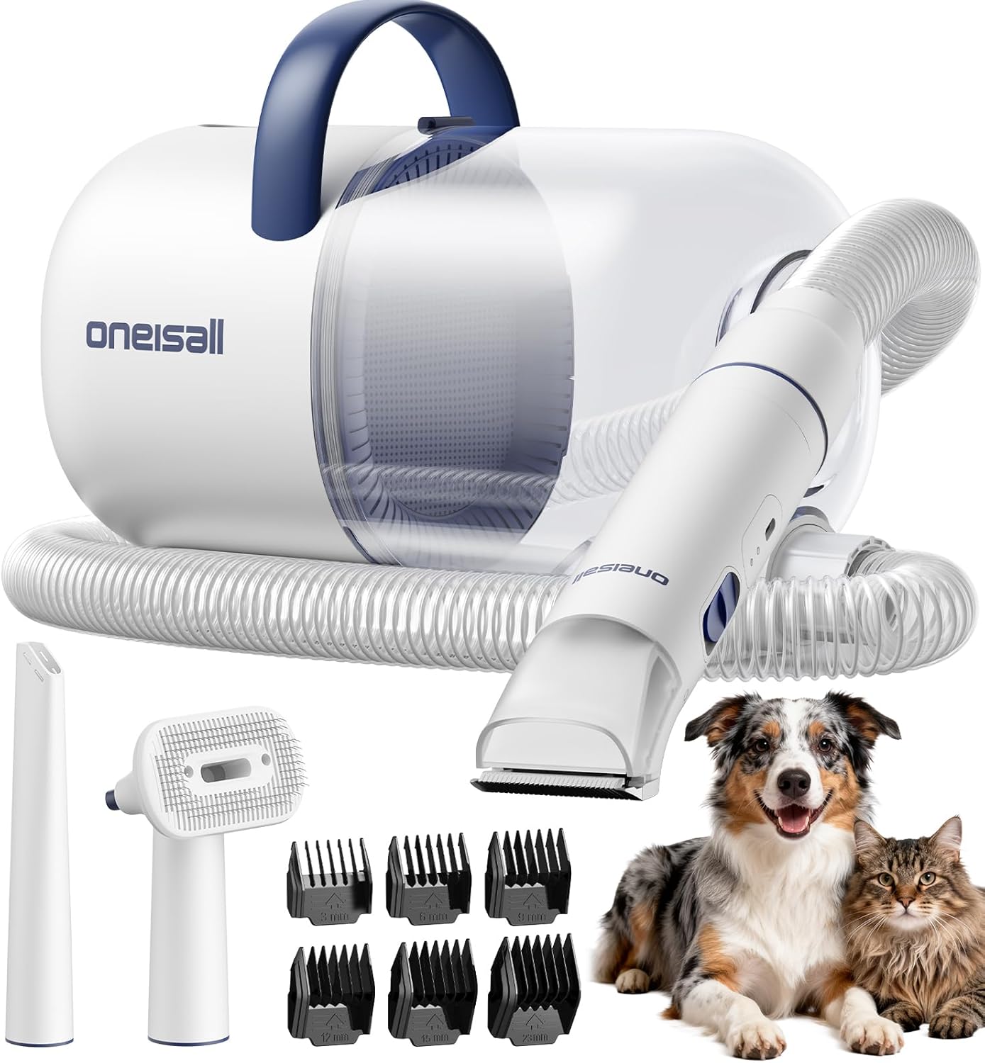 Dog Grooming Vacuum - 15000Pa Suction, Captures 99% Pet Hair | Quiet Brush & 4 Accessories, 2L Canister