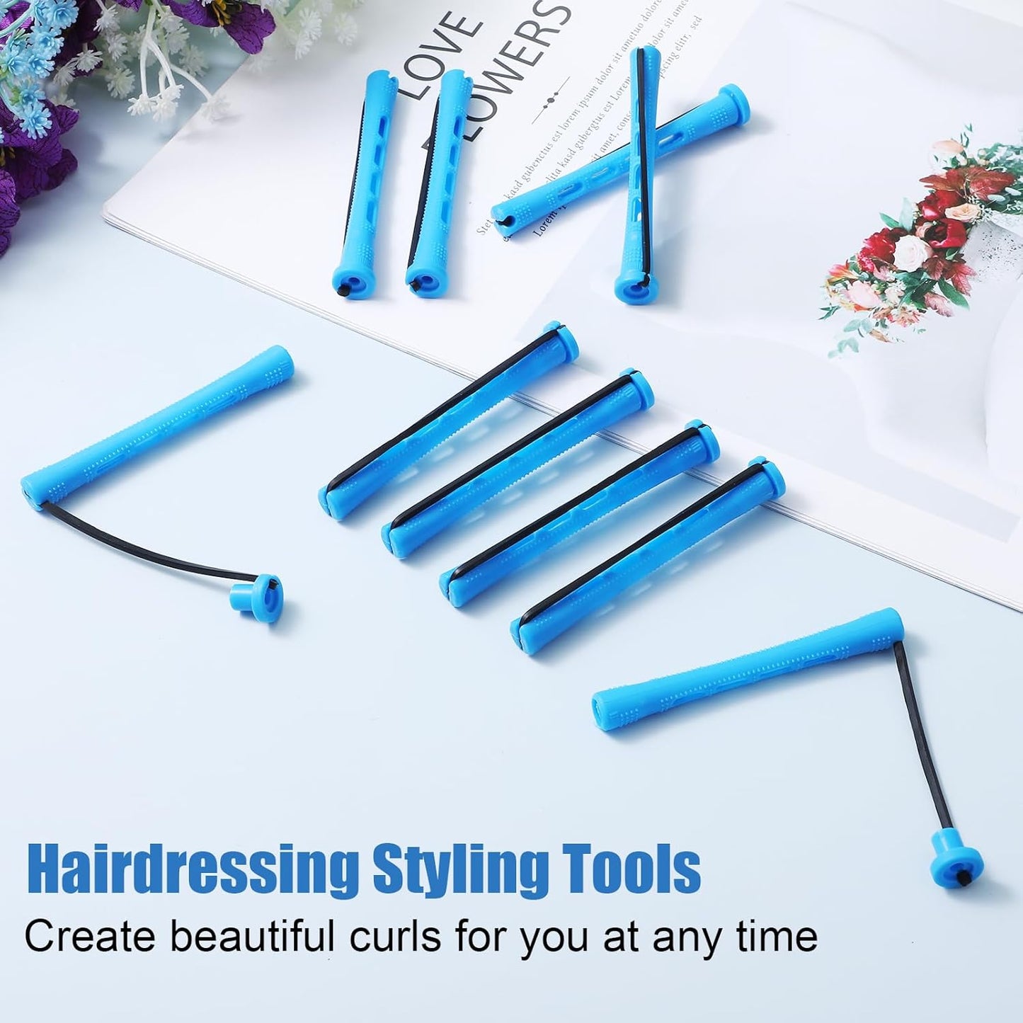 Cold Wave Perm Rods Set - 40PCS Plastic Curling Rollers for Long & Short Hair | DIY Hairdressing, Blue