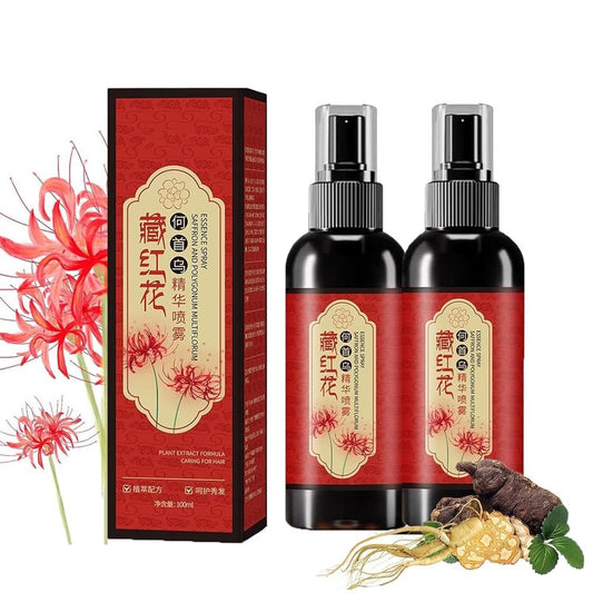 YeyiLidu 2Pcs Saffron Hair Spray,Herbal Black Hair Spray,Saffron Hairs Blackening Spray,Essence Spray Saffron and Polygonum Multiflorum Leaving Hairs Shiny Non-Frizzy