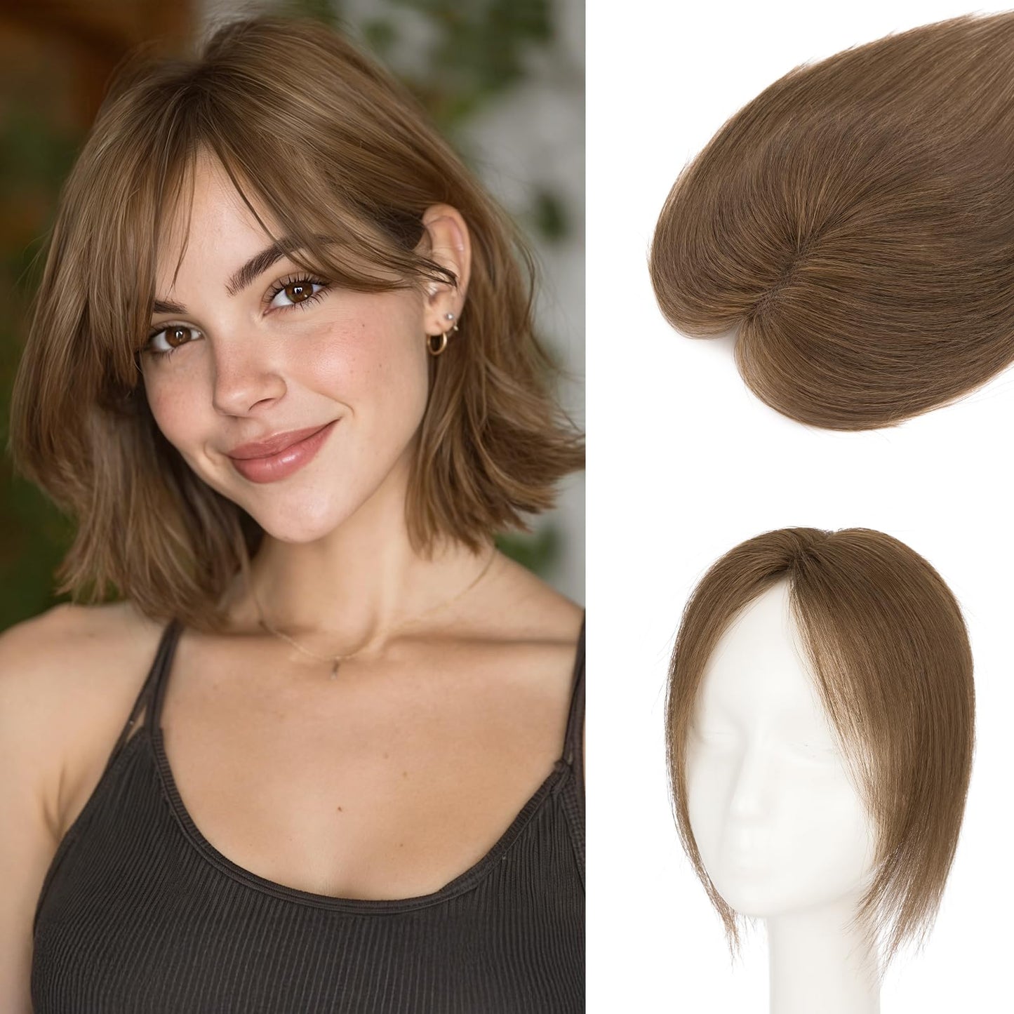 Rich Choices Hair Toppers Real Human Hair for Women 100% Human Remy Toppers With Side Bang Hair Toppers For Thinning Hair No Bang Hairpieces 10 Inch #02 Dark Brown