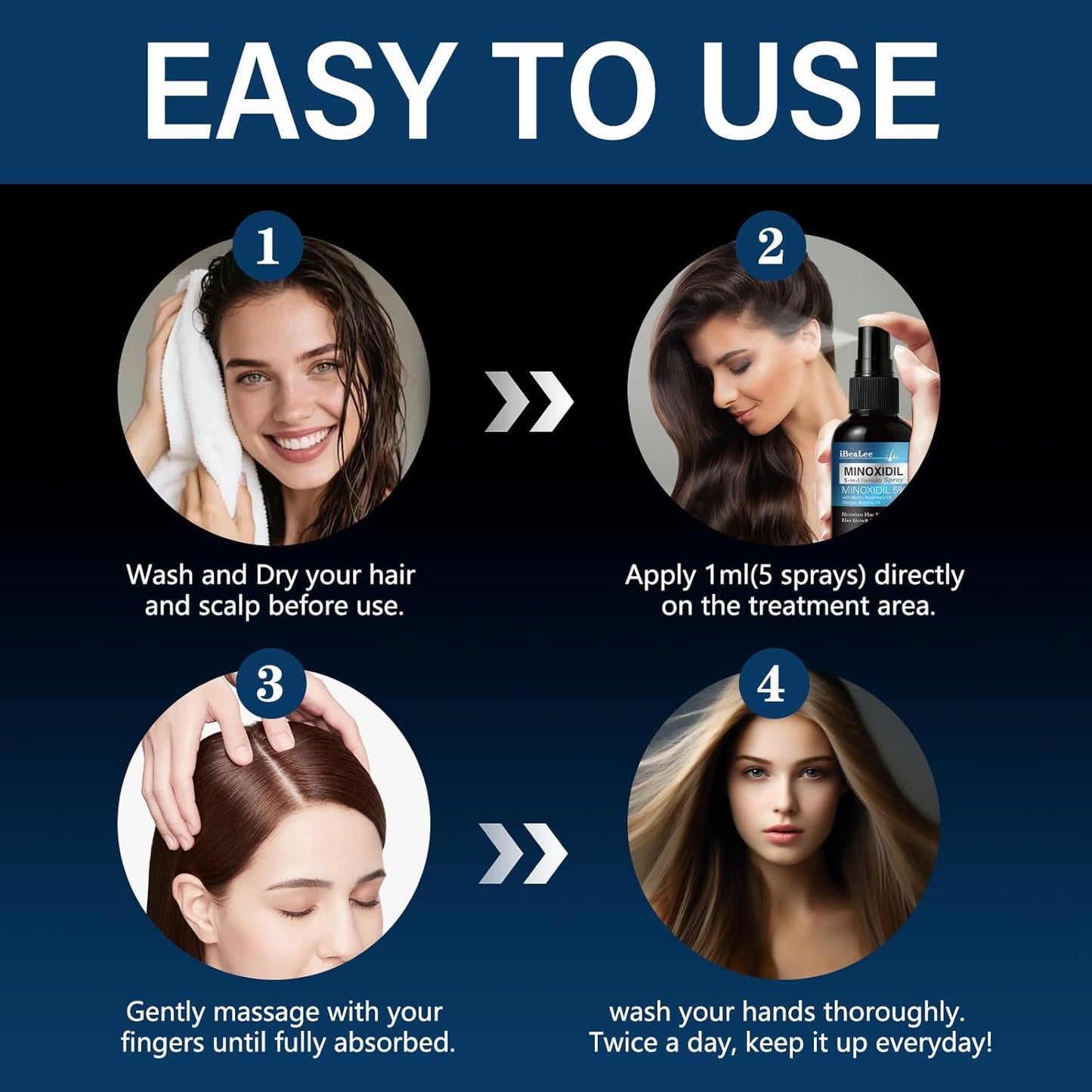 Minoxidil Hair Growth Serum for Men & Women | Biotin & Rosemary Infused | 3 Bottles for Thicker, Fuller Hair