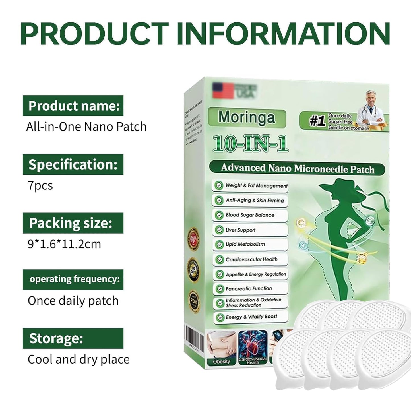 Moringa 10-in-1 Nano Patch | Natural Skin Care Patches for Men & Women - Gentle Formula (3 Boxes)