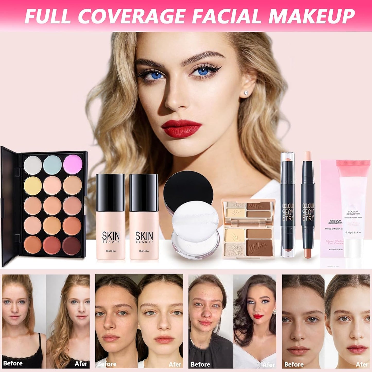 All-in-One Makeup Kit for Women | Complete Gift Set with Eyeshadow, Foundation, Lipsticks & Brushes - Perfect for Teens & Girls