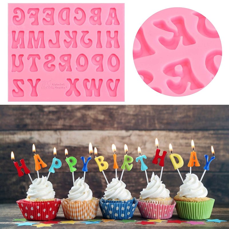 5 Pieces Small Letters Molds and Numbers Silicone Molds，0-9 Numbers, Uppercase and Lowercase Alphabet Baking Molds for Candy, Chocolate Covered Strawberries, Cake Decoration
