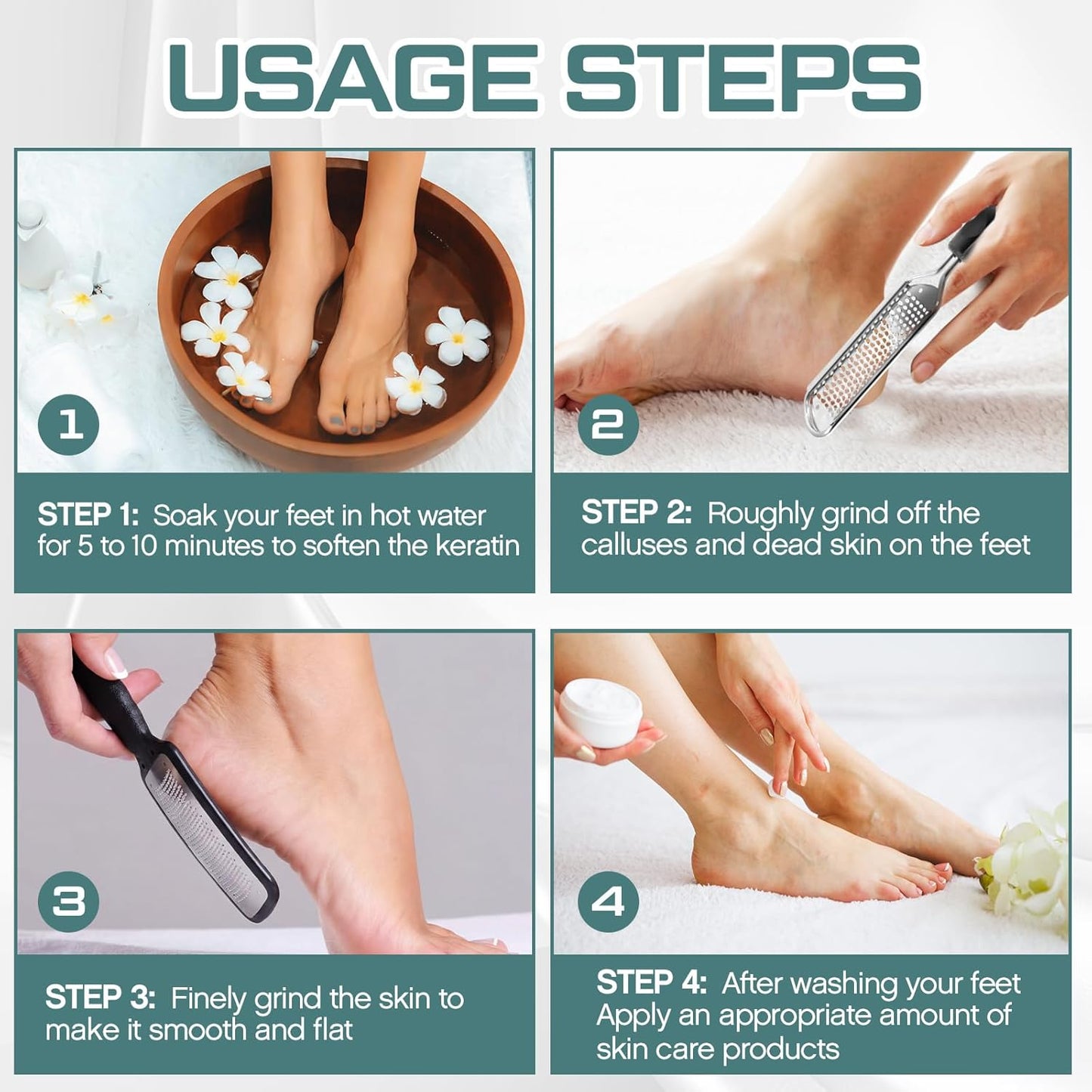 Moxweyeni Professional Foot File Kit - 3 Pcs Stainless Steel Callus Remover for Smooth Feet | Black