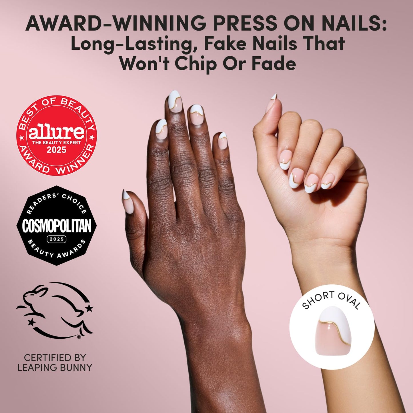 Glamnetic Press-On Nails Bundle - Polka Dot French Tips & Greek-Inspired Designs | Short Almond, Oval & Squoval Styles