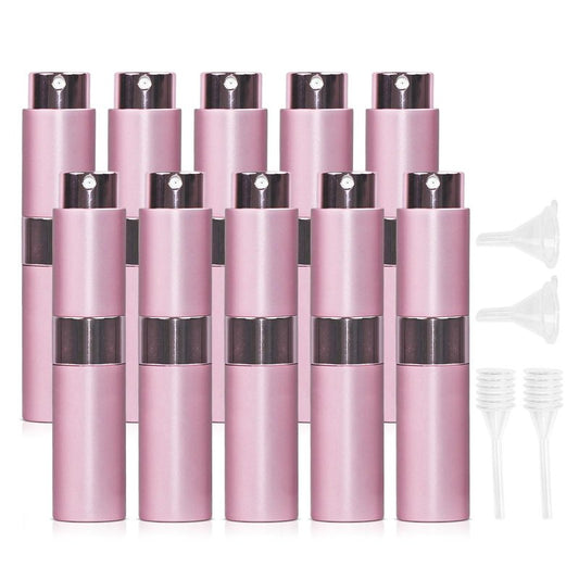 HDFCLUP 10 PCS 8ml Perfume Atomizer Refillable Bottle, Cologne Travel Spray Bottle, Mini Spray Empty for Refill, Refillable Portable Sprayer (Pink)
