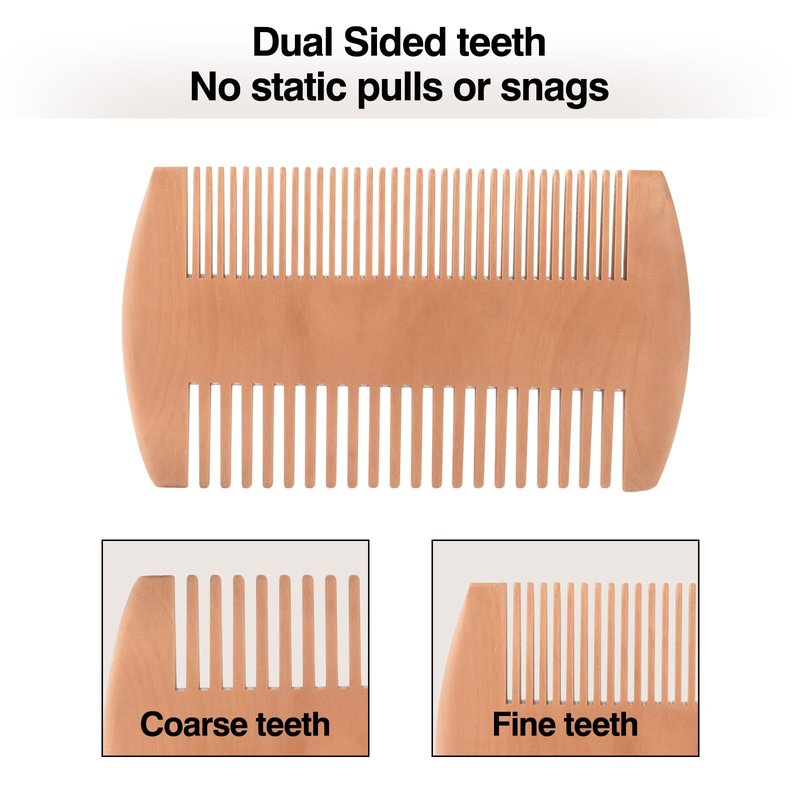 FaHaner Men's Beard Brush Kit with Pearwood Comb and 100% Boar Bristle Beard Brush & Deluxe Pearwood Comb Set for Men, Helps to Shape & Lock in Moisture, Beard Kit, Travel Essentials