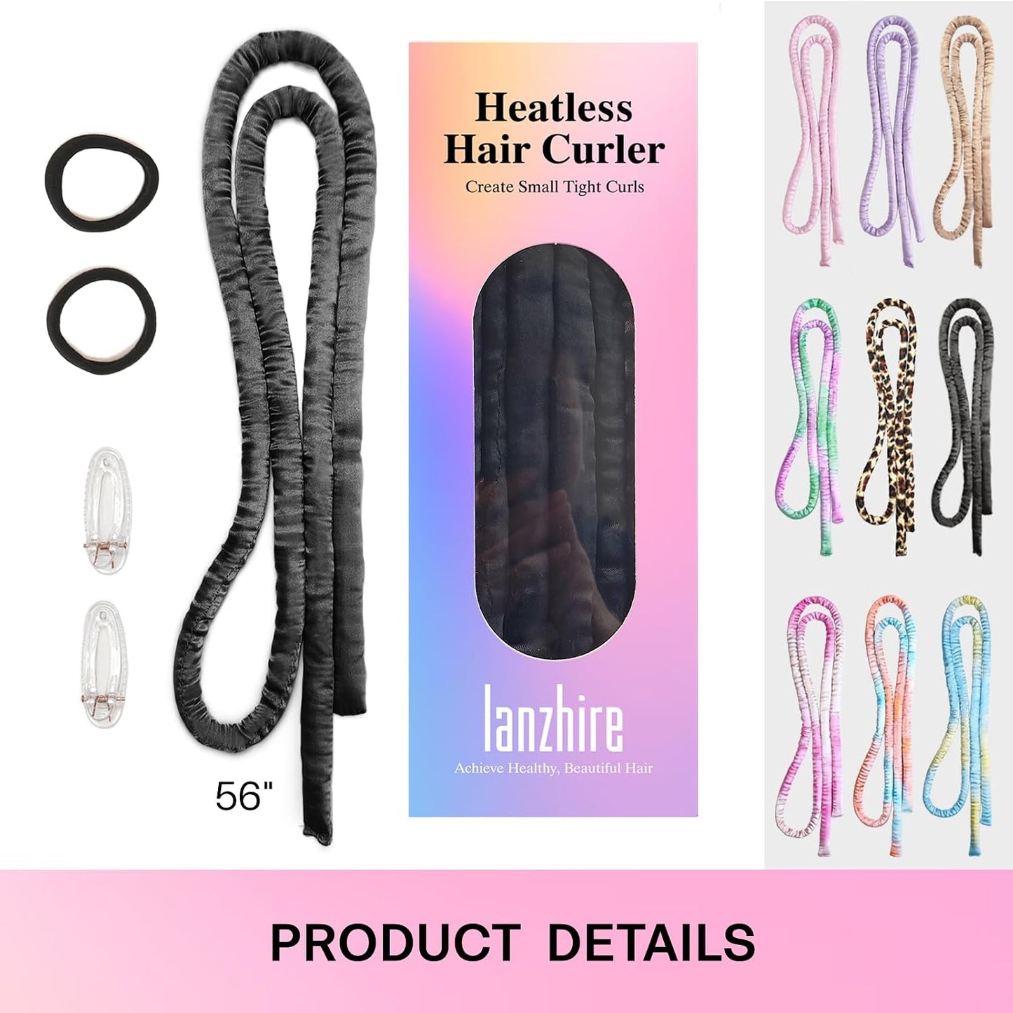 No Heat Overnight Curling Headband - Heatless Curlers for Long & Short Hair | Black
