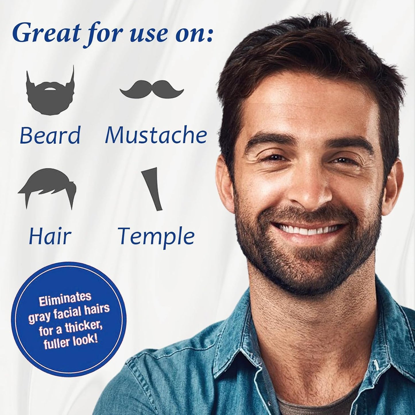 Men's Black Hair Dye - Long-Lasting Gray Coverage & Quick 5-Minute Beard Shampoo | 3-in-1 Solution