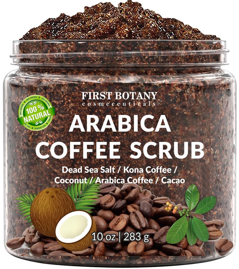 Natural Arabica Coffee Scrub - Organic Coffee & Shea Butter for Acne, Cellulite, Stretch Marks | 10 oz