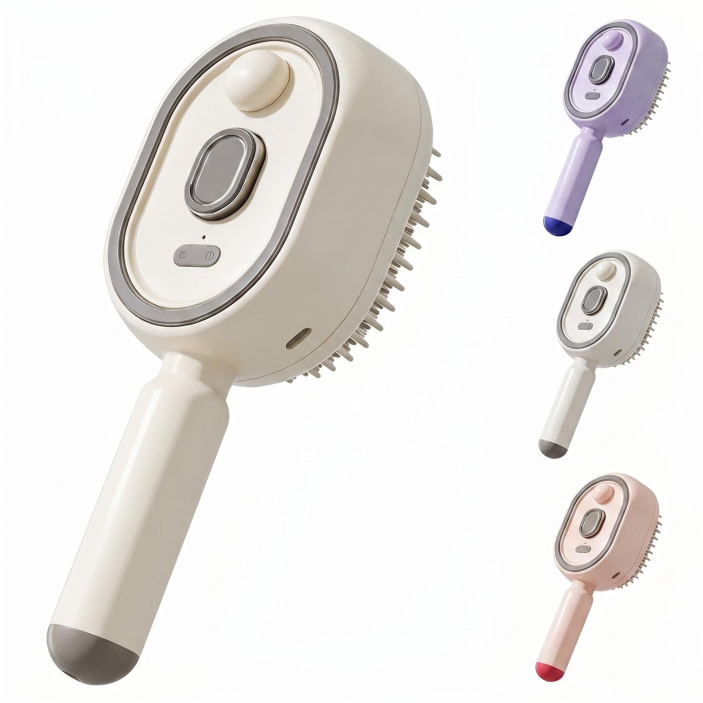 Electric Steam Brush for Hair, 2026 Spray Air Cushion Massage Comb, Rechargeable Anti-Static Detangler for Smooth & Frizz-Free Hair (White)