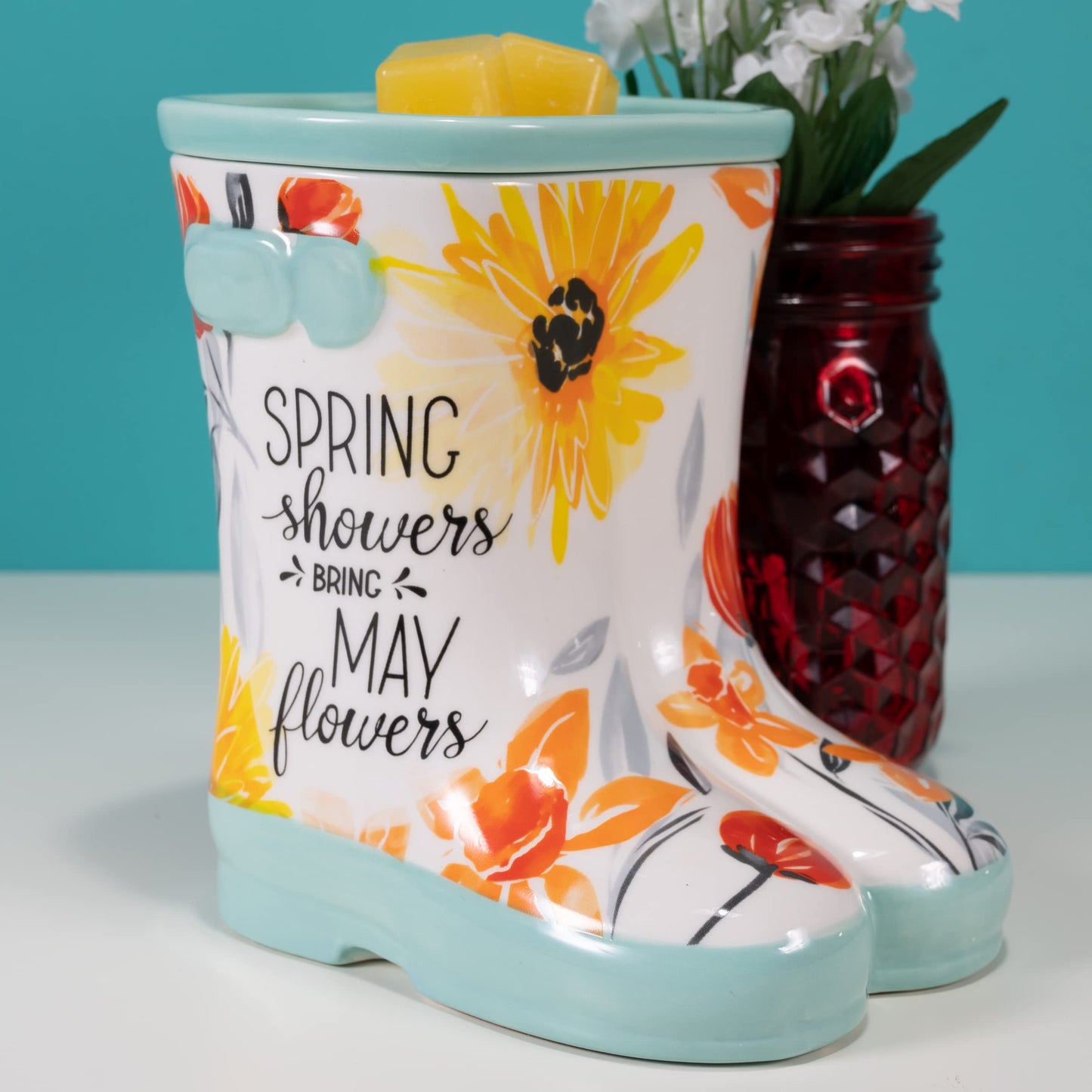 Scentsationals Wax Melt Warmer, Wax Warmer for Scented Wax Melts - Spring Collection Spring Showers - Candle Wax Melter for Fragrance Cubes and Tarts
