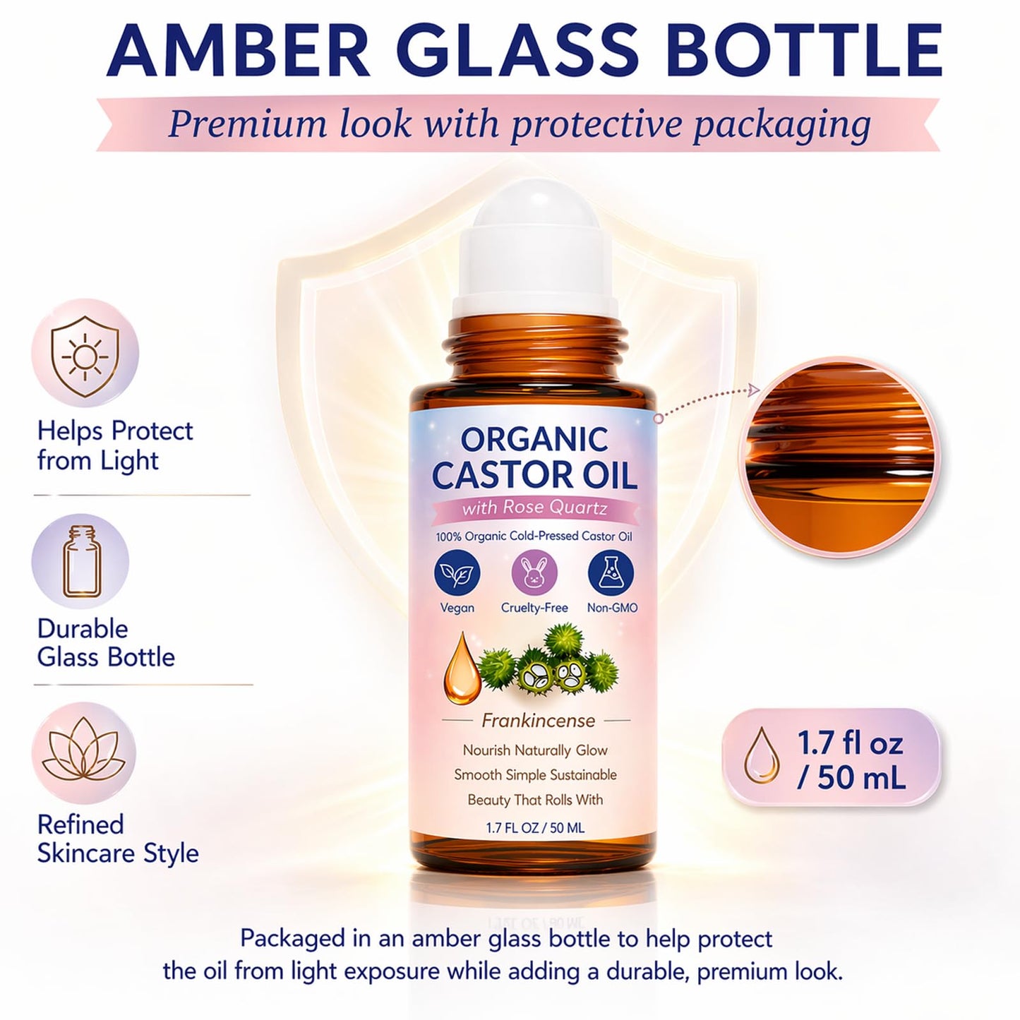 nutracifica Soldaire Organic Castor Oil Roll-On, Cold Pressed, 1.7 Fl Oz