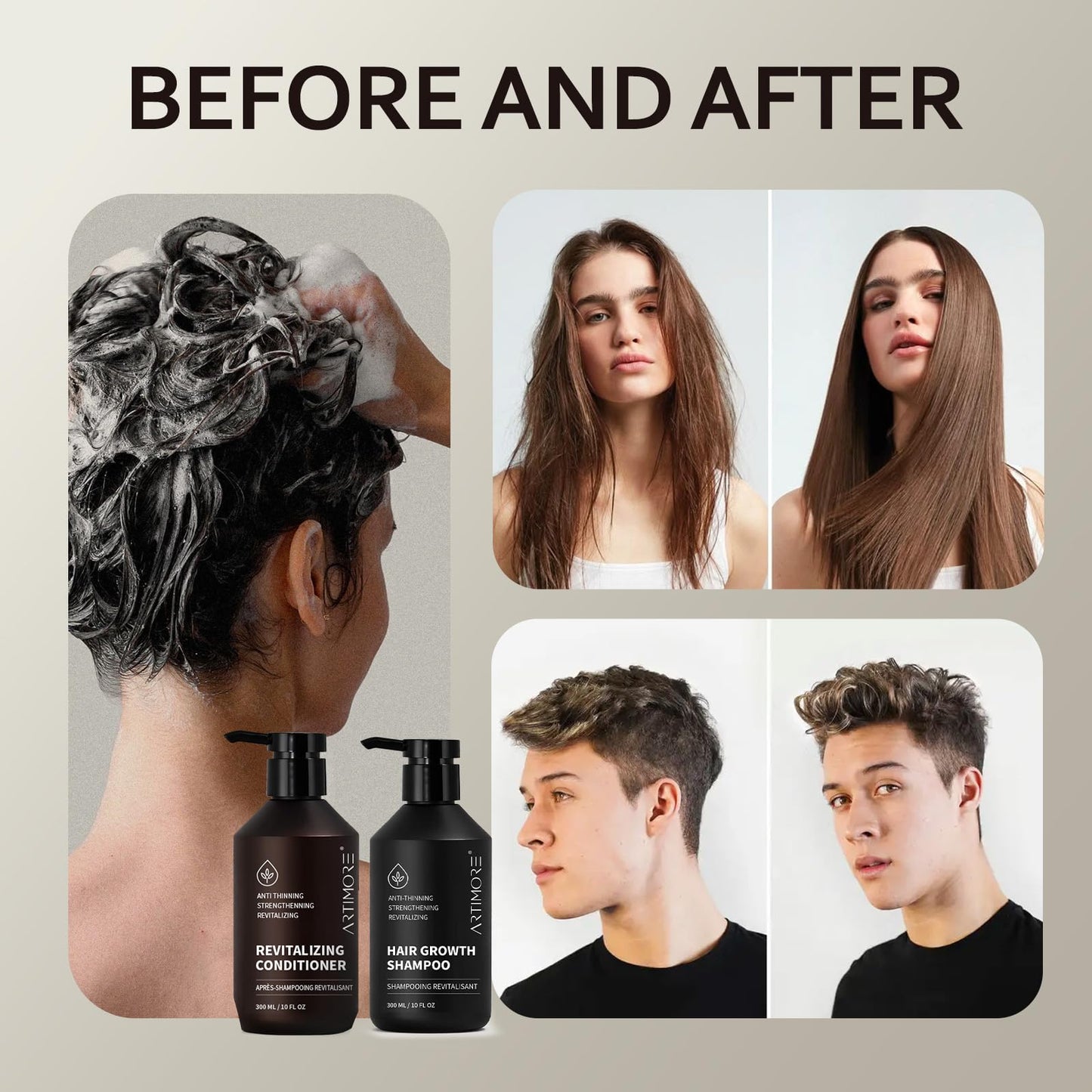 Hair Growth Shampoo and Conditioner Set for Women and Men, Biotin & Rosemary Shampoo and Conditioner for Thinning Hair, Hair Loss Shampoo and Conditioner, Nourishes Scalp for Fuller, Healthier Hair