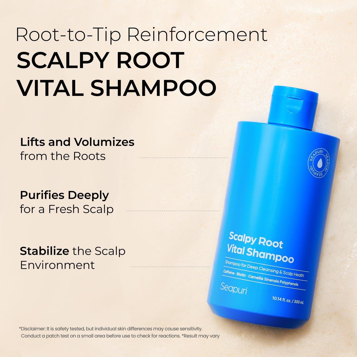 Root Vital Shampoo - Instant Lift & Hair Thickening Treatment with Polyphenol | Caffeine Energizer for Thinning Hair | K-Beauty Care