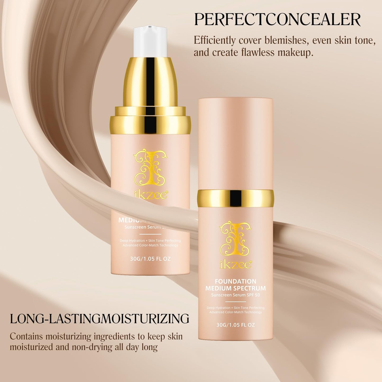 4 in 1 Foundation Liquid, Medium Coverage, Color Matching, Long-Wearing & Waterproof Makeup for All-Day Wear