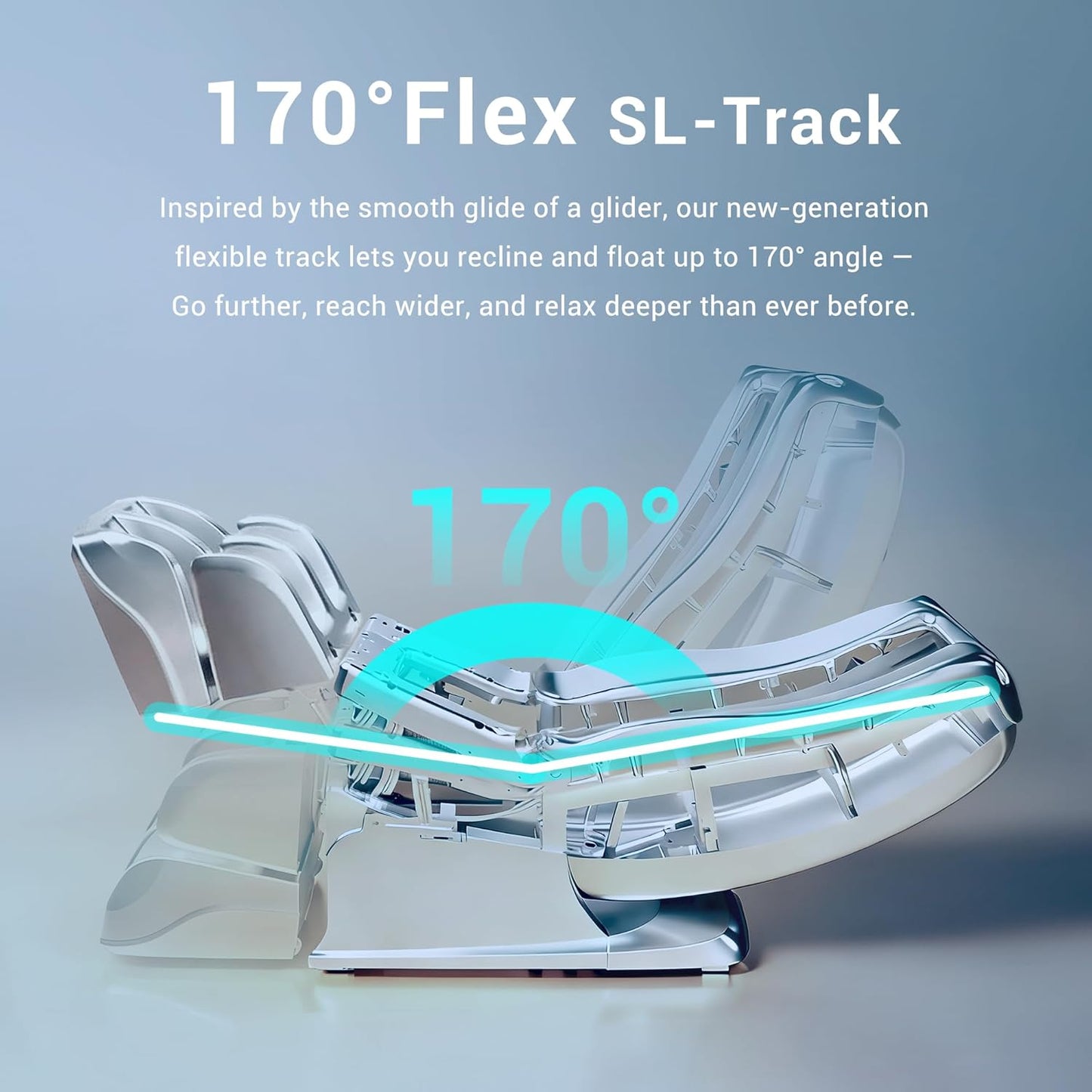 Full Body Shiatsu Massage Chair - 170° Flexible SL Track, Bluetooth, Airbags & Heating | Grey MC1650