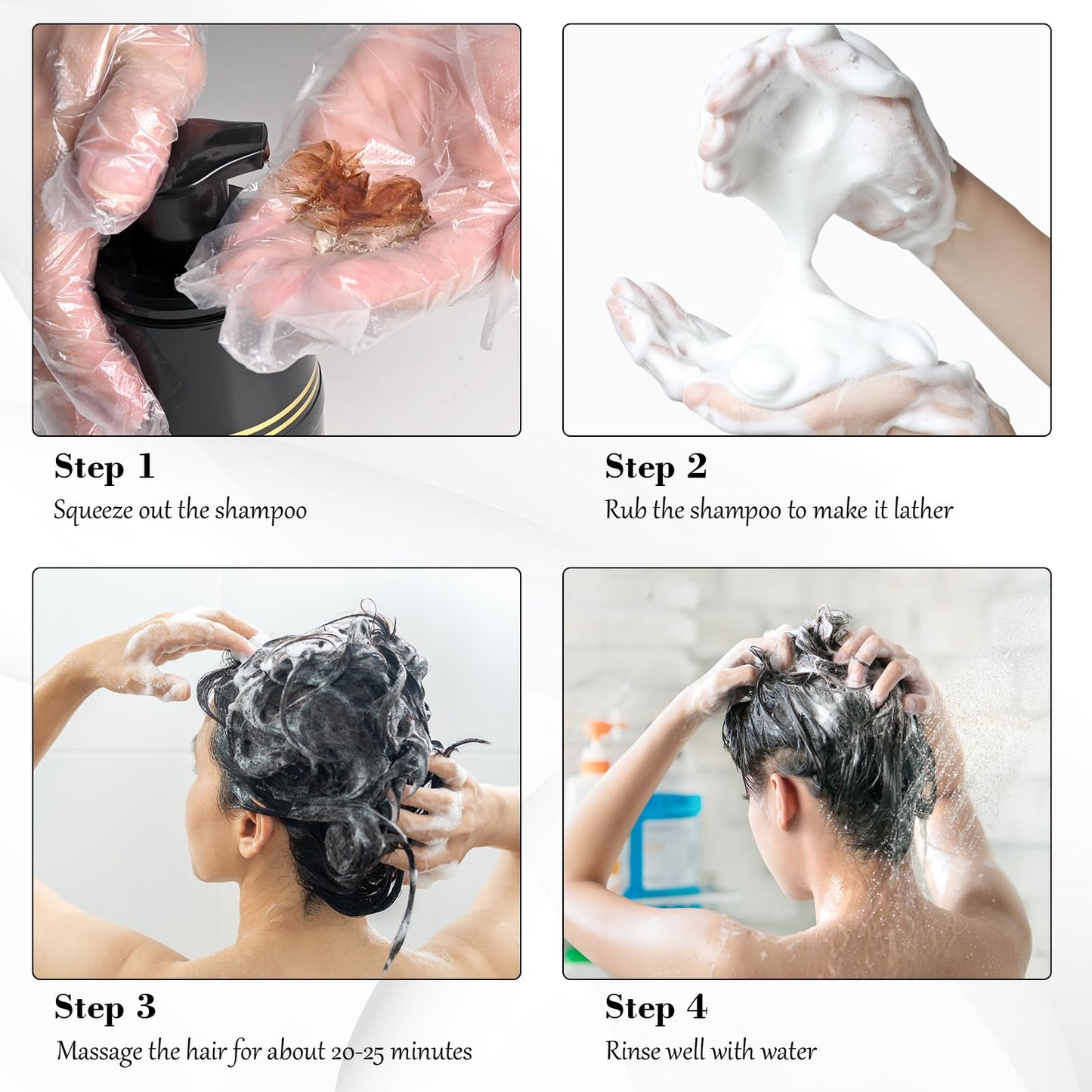 KAISASA Black Hair Dye Shampoo 3 in 1, Hair Color Shampoo for Cover Grey Hair, Hair Dye Shampoo for Men and Women (Black)