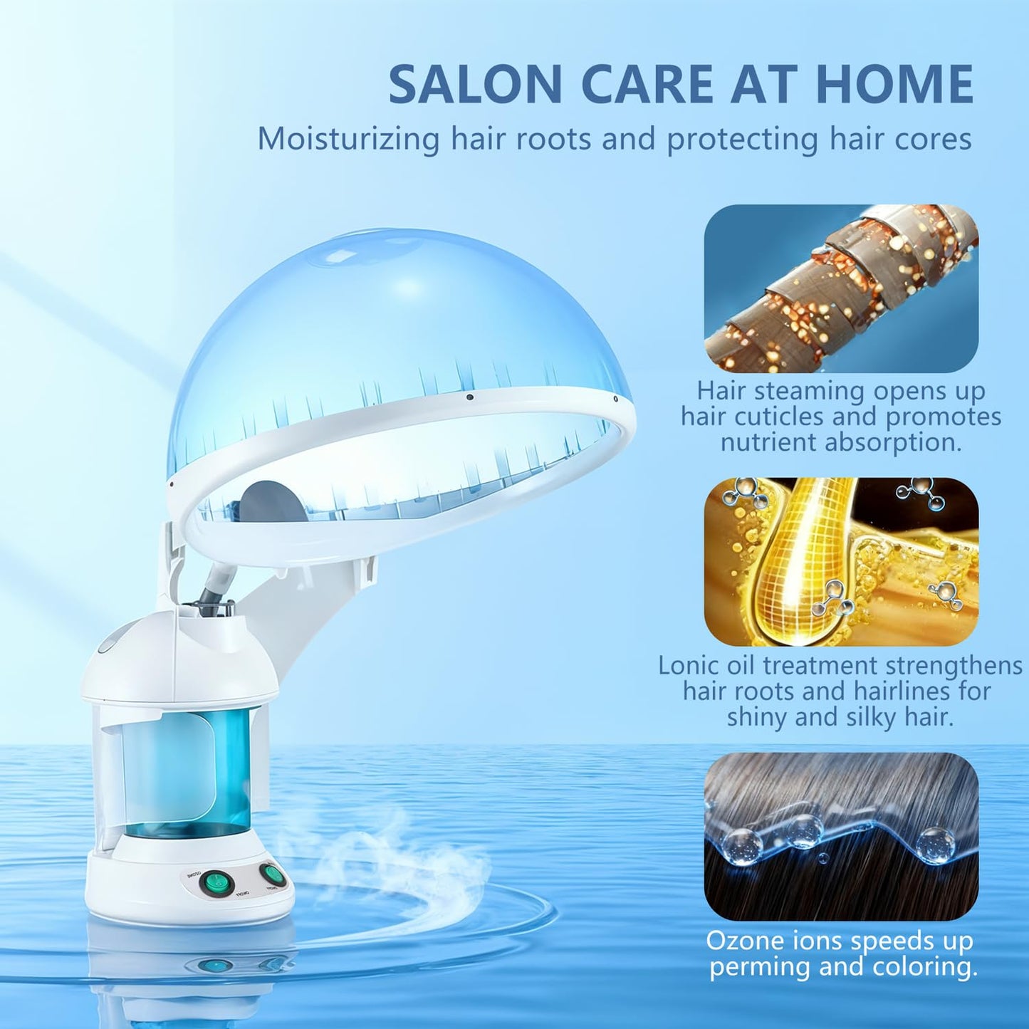 Saicool 3 in 1 Facial Steamer, Hair Steamer, Air Humidifier Hot Mist Moisturizing Hydration System, Portable Facial Atomizer Spa for Personal Care Use at Home Salon