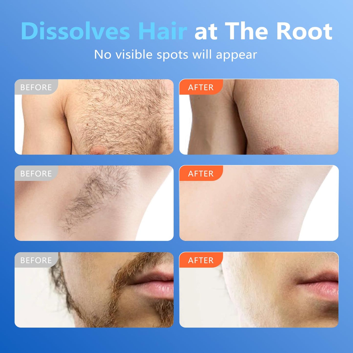 Painless Hair Removal Cream for Men, Intimate & Body Depilatory Cream for Male Grooming, Quick Hair Dissolving, Moisturizing Gentle Formula with Seaweed Extract, 100ml (1pcs)
