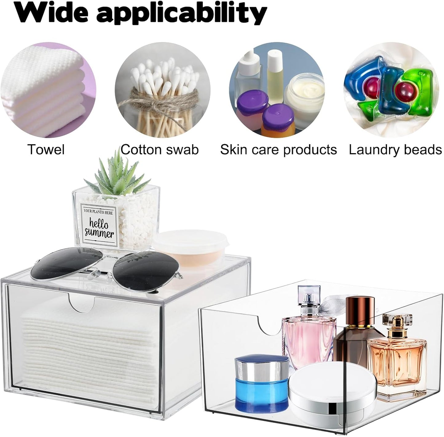 Disposable Face Towel Holder - Stackable Plastic Storage Box for Clean Skin Club XL Towels | Bathroom Organizer