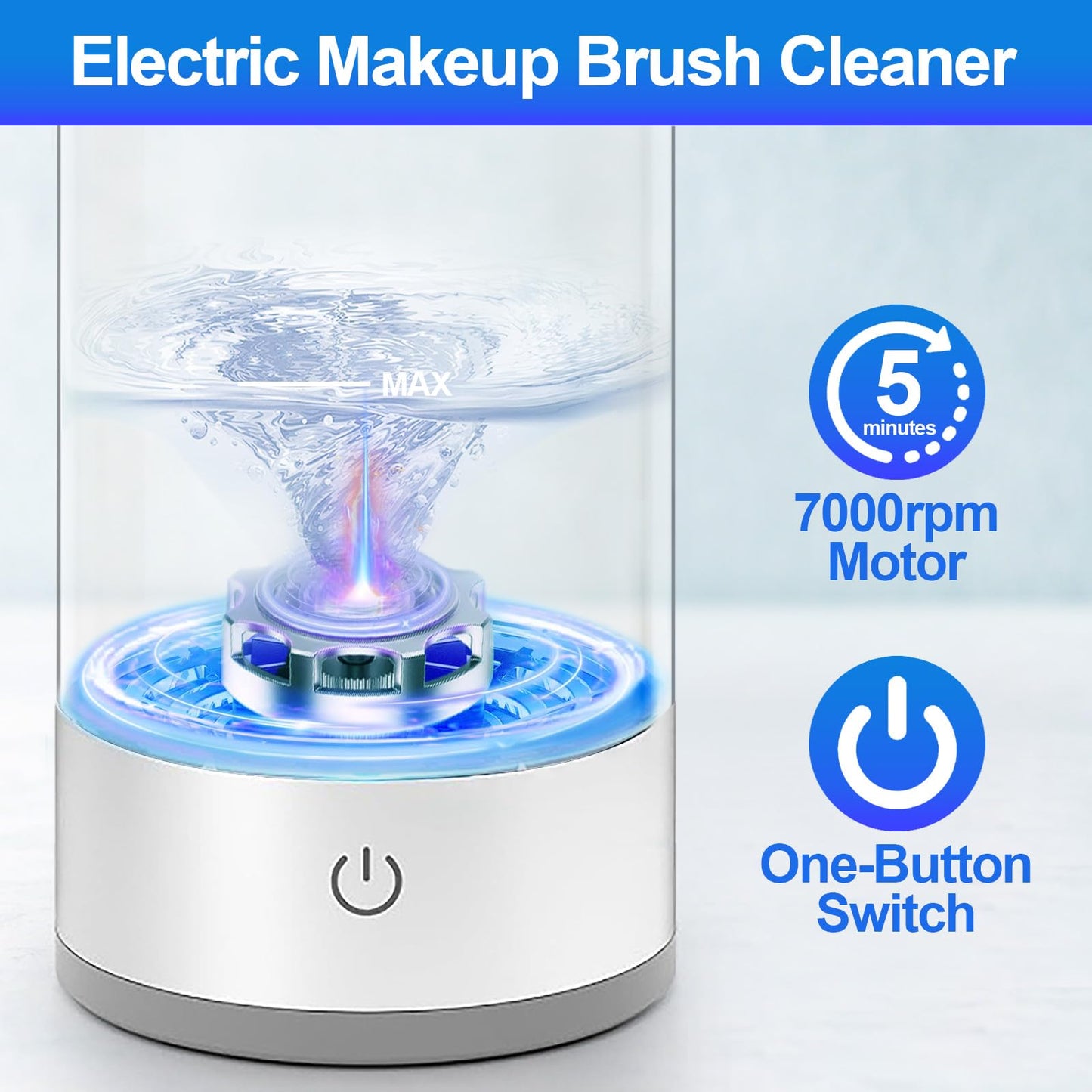 Electric Makeup Brush Cleaner Machine, Efficient Makeup Brush Cleaner for All Brush Types, Keeps Brushes Hygienic and Skin Healthy，1 Pack - White