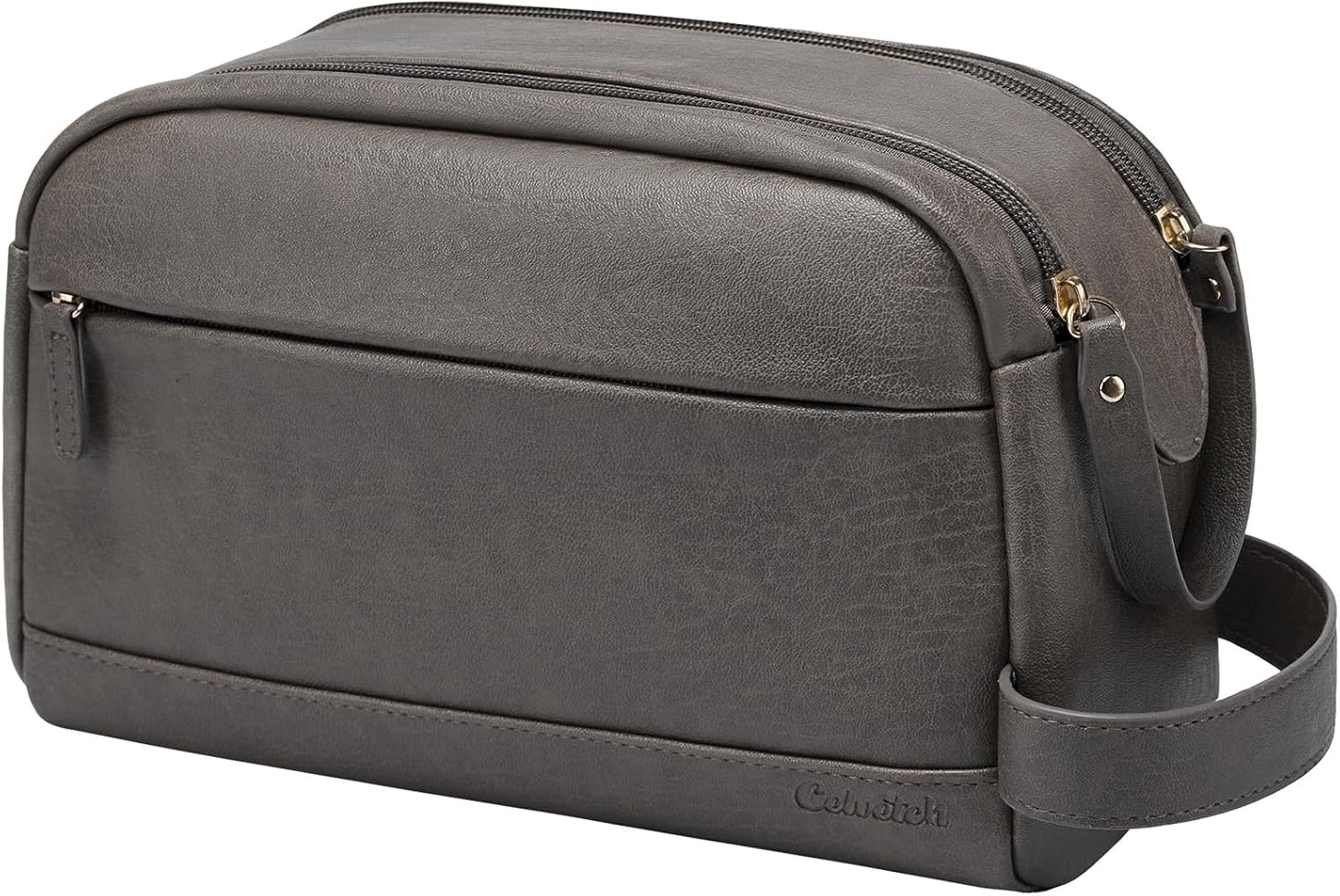 Toiletry Bag for Men - Water Resistant PU Leather Travel Organizer | Dark Brown