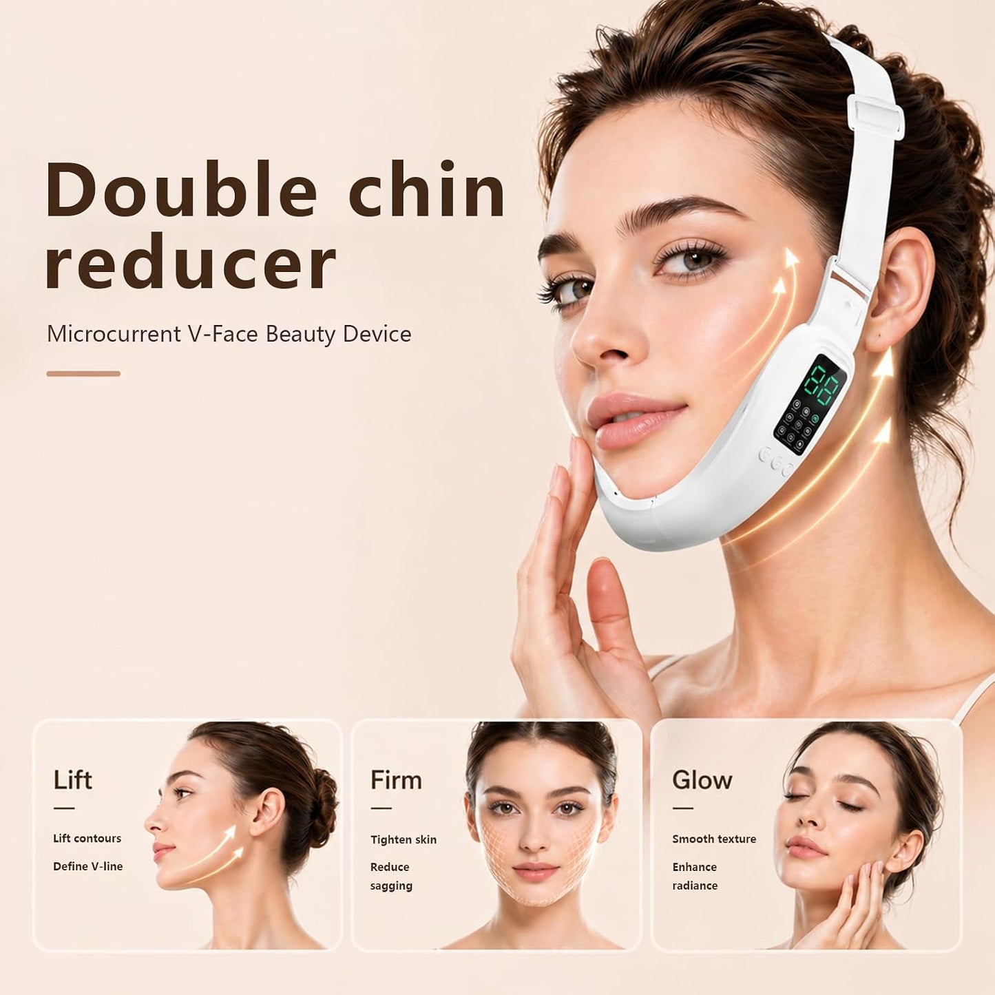 Electric Double Chin Device - V-Face Sculpting Machine with 8 Modes & 15 Intensities | Smart V-Line Shaping Tool