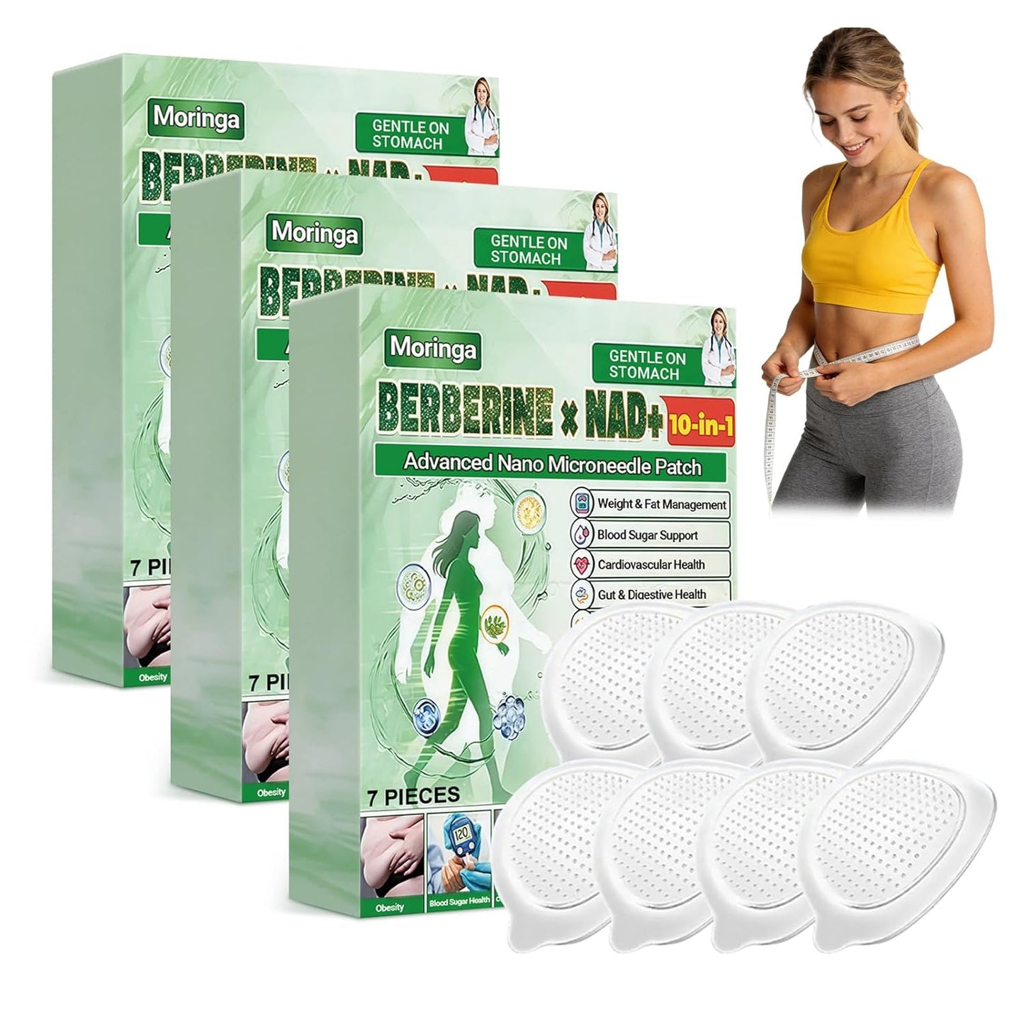 Moringa 10-in-1 Nano Microdarts Skin Care Patch - Natural Treatment for All Skin Types | 3 Boxes