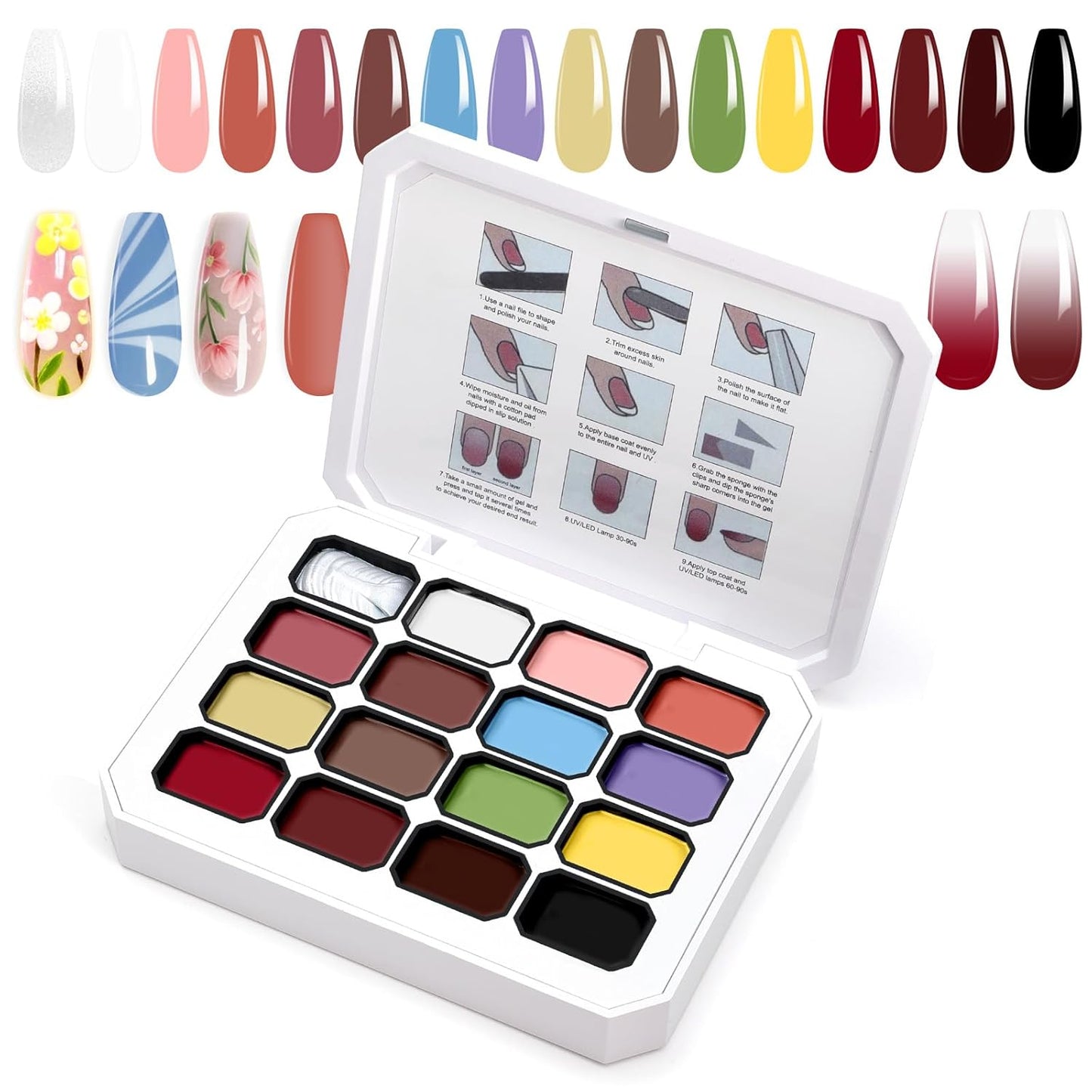 Gradient Painting Gel - 16 Colors Ombre Nail Polish for DIY Nail Art | Long-Lasting Pigmented Gel for French Manicure
