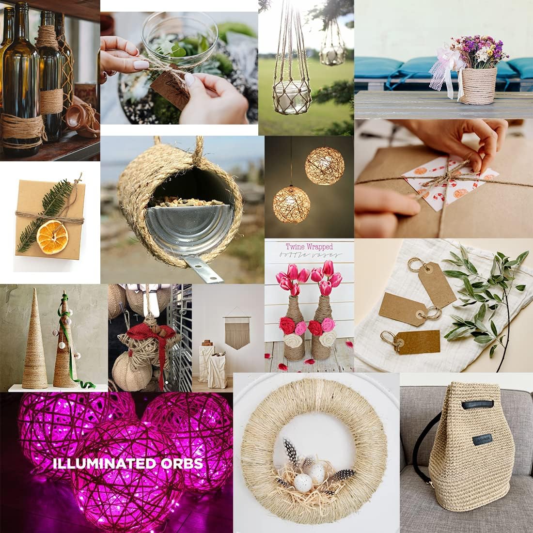 Natural Jute Twine - 600 Feet Craft String for Gift Wrapping, Gardening & Macrame | Brown 2mm