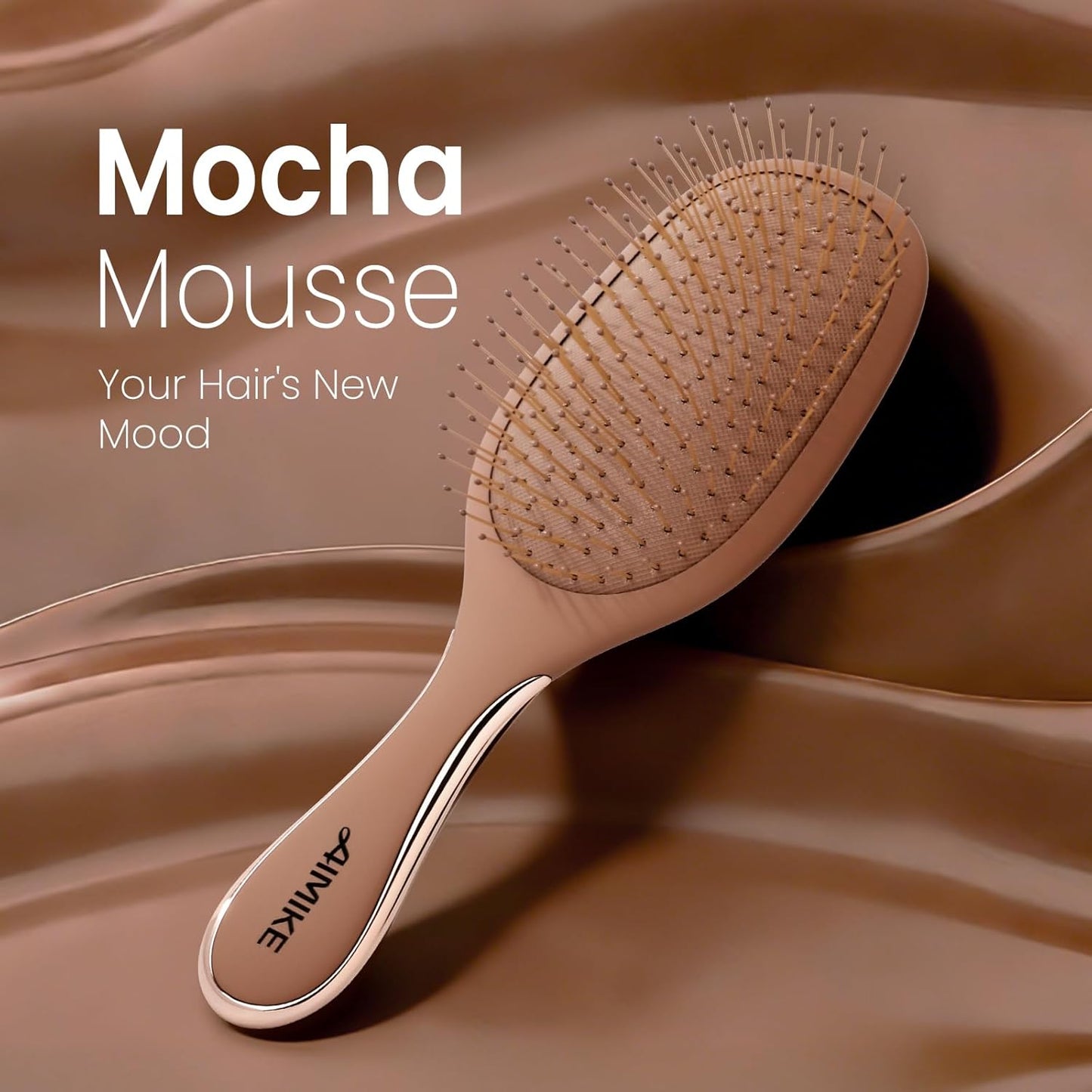 Mocha Mousse Detangler Brush - Pain-Free Hair Detangling with Ultra-Soft FlexGlide Bristles | Ideal for Thin Fine Hair