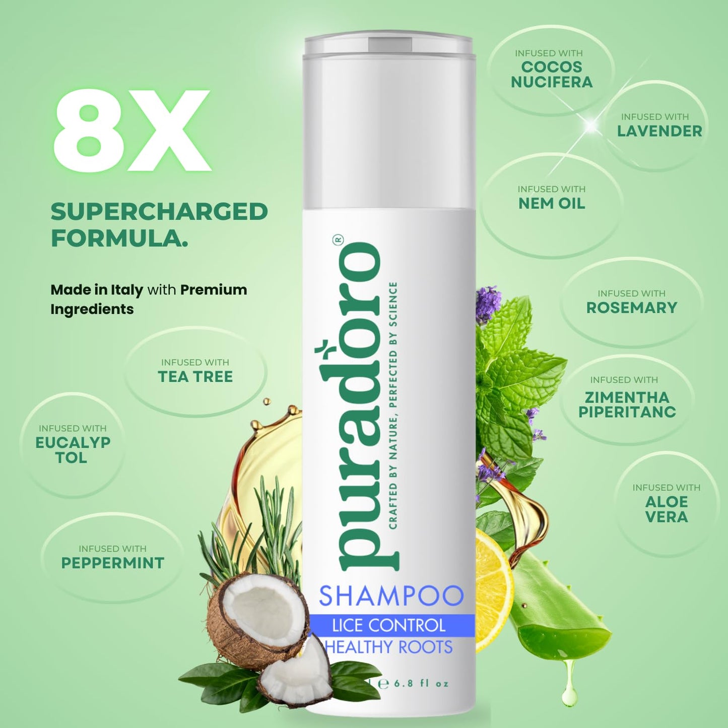 Lice Control Shampoo - Natural Defense Against Head Lice & Nits | Gentle Formula with Neem, Tea Tree & Coconut Oil for All Ages