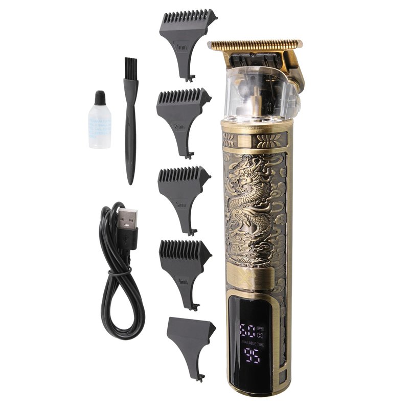 Cutting Edge T-Blade Trimmer for Men, Hypoallergenic T-Blade Trimmer with 4 Guide Combs (1 2 3 4mm) LCD Screen, Rechargeable 120 Minute Run-Time, Bump-Free & Irritation-Free, Dragon Ergonomic Design