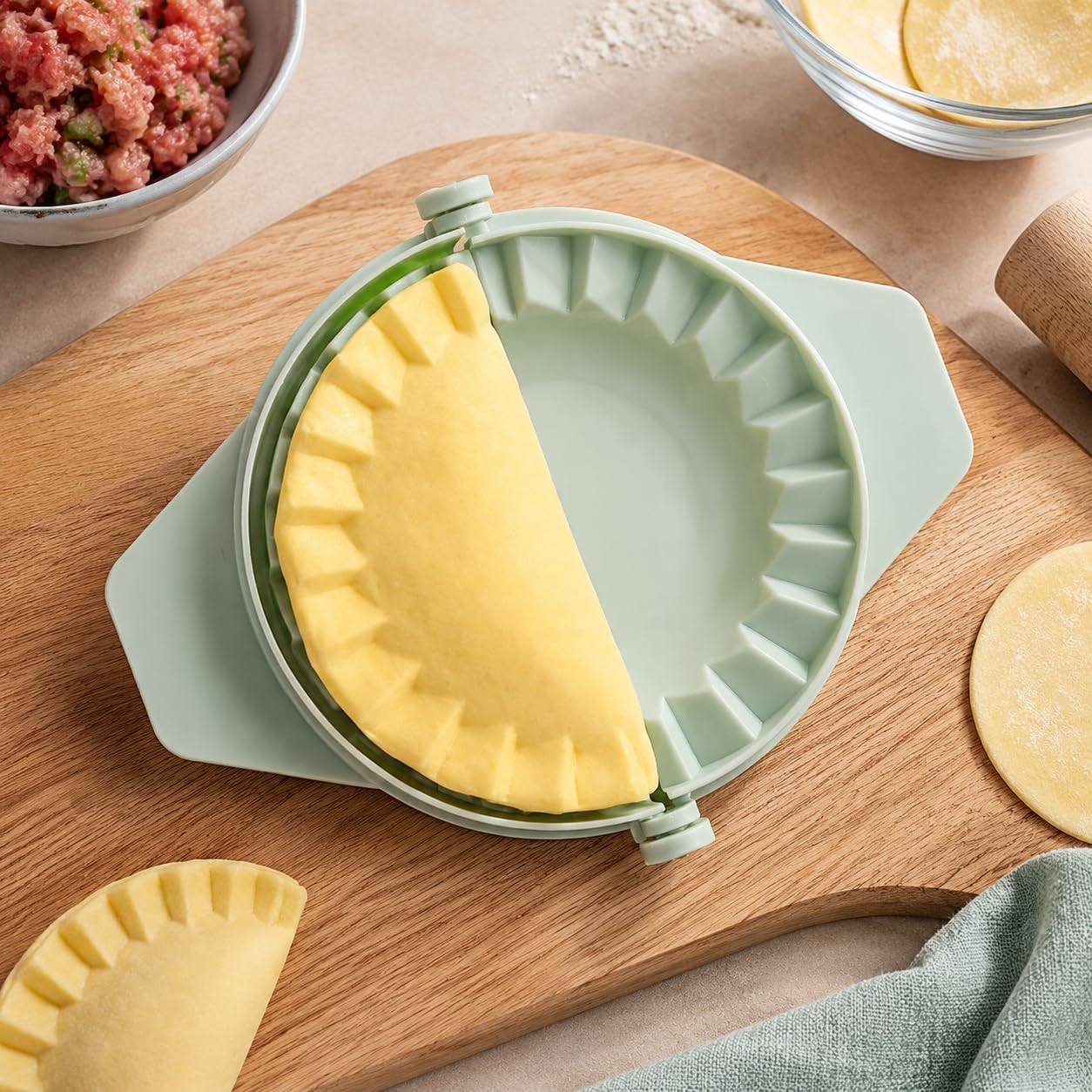 Light Blue Dumpling Maker - Plastic Dough Press Tool | 1 Piece